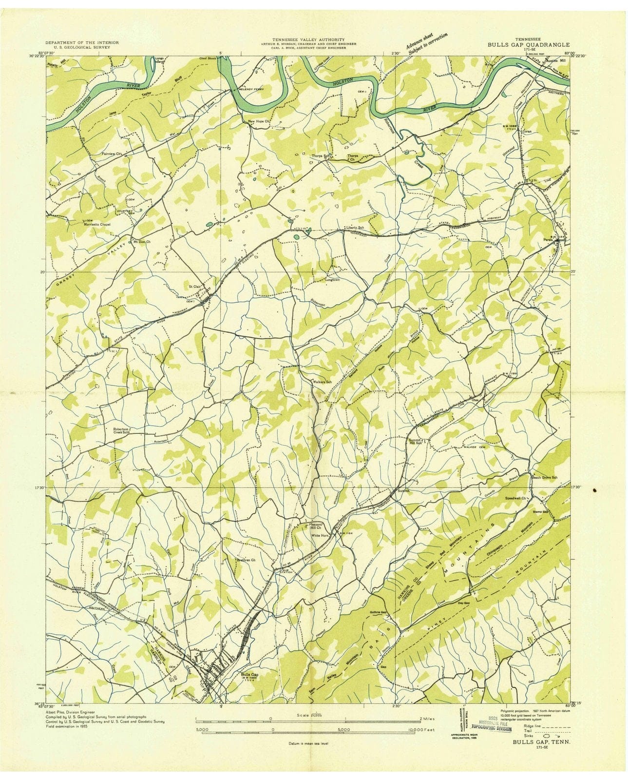 1935 Bulls Gap, TN - Tennessee - USGS Topographic Map