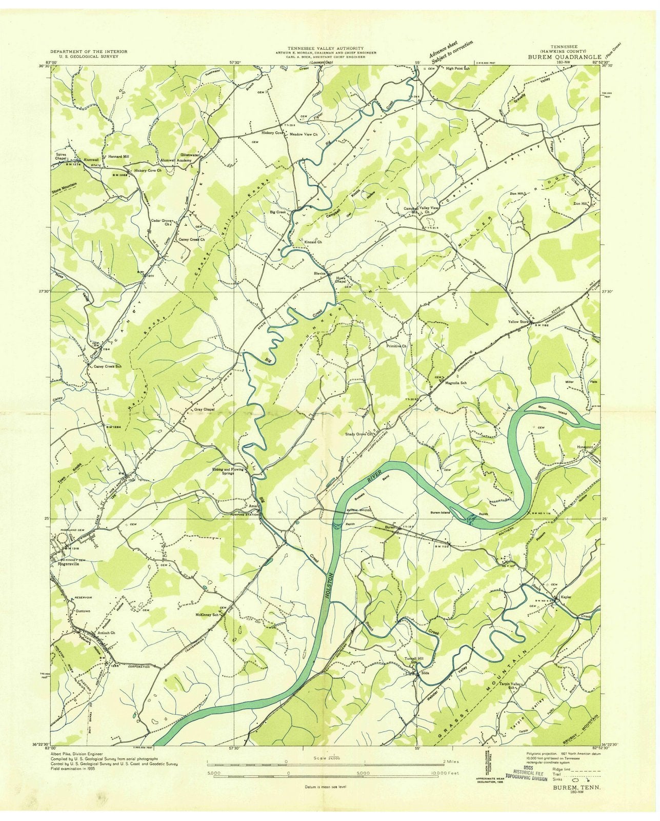 1935 Burem, TN - Tennessee - USGS Topographic Map