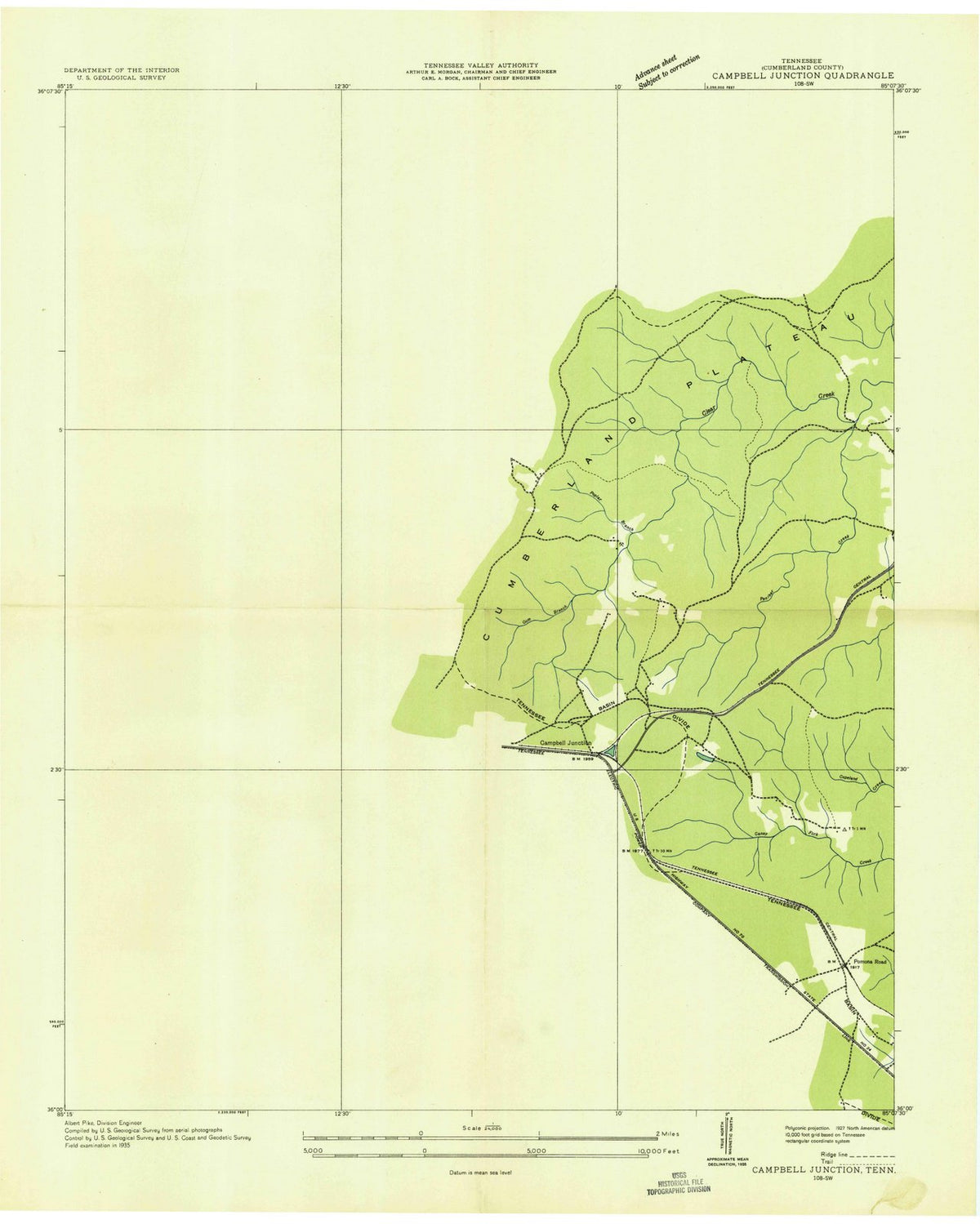 1935 Campbell Junction, TN - Tennessee - USGS Topographic Map