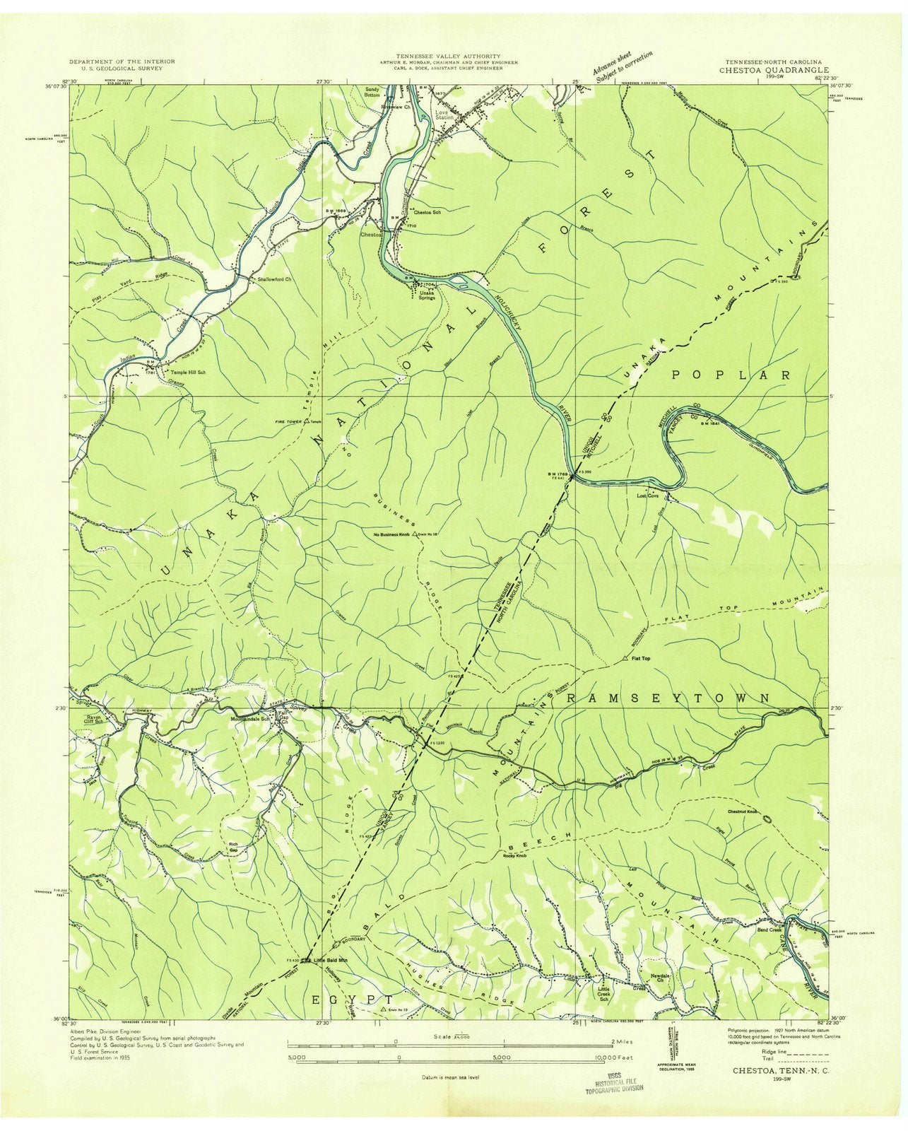 1935 Chestoa, TN - Tennessee - USGS Topographic Map