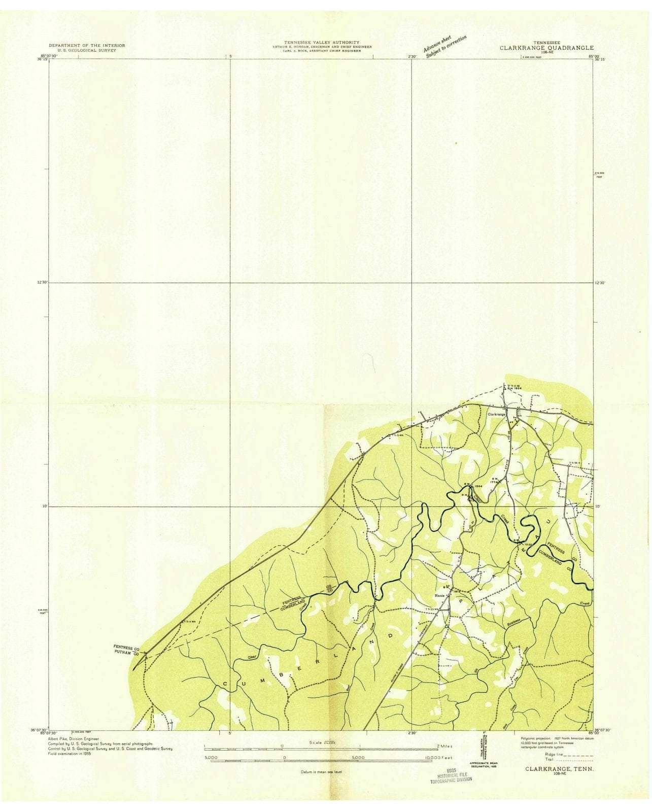 1935 Clarkrange, TN - Tennessee - USGS Topographic Map