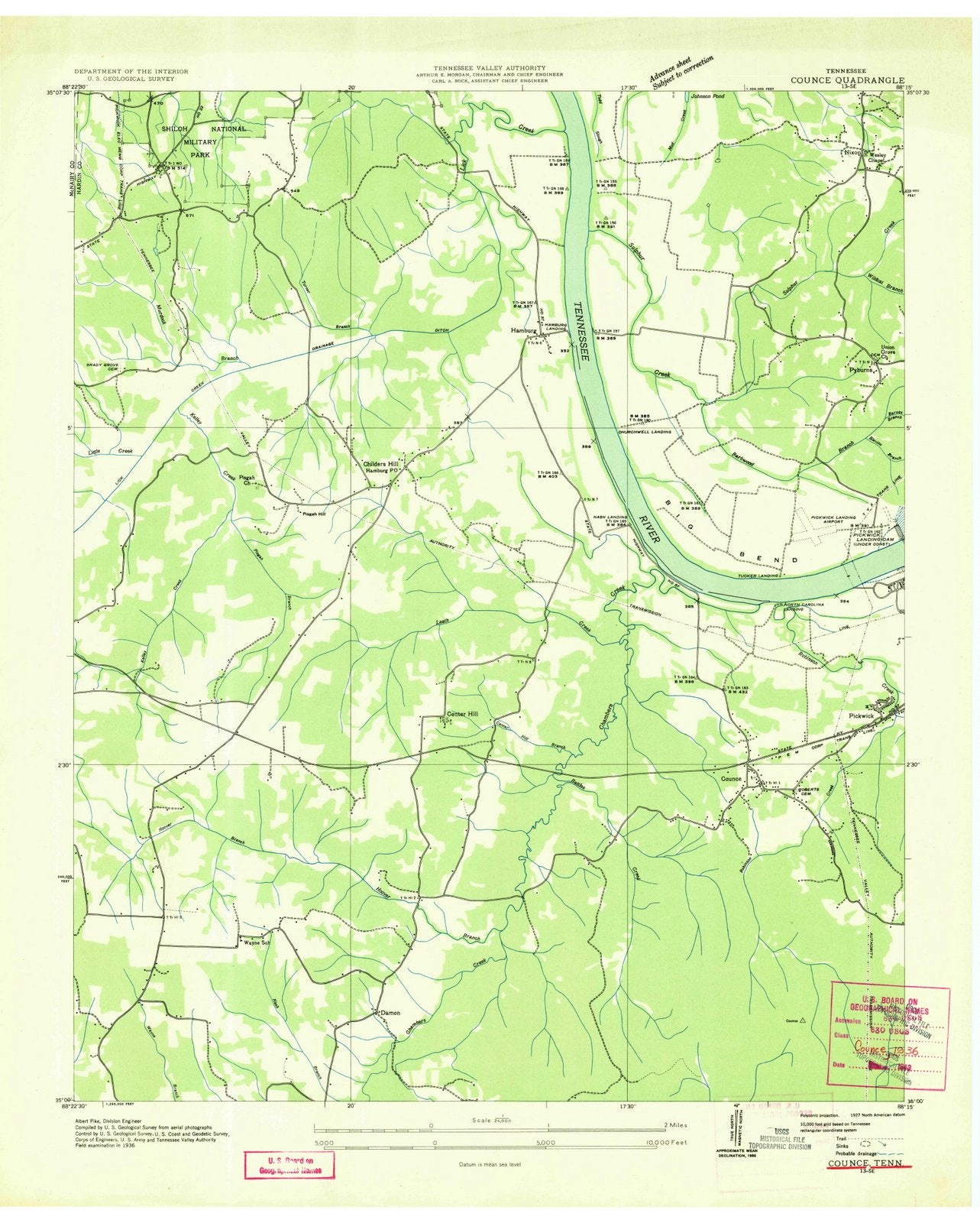 1936 Counce, TN - Tennessee - USGS Topographic Map