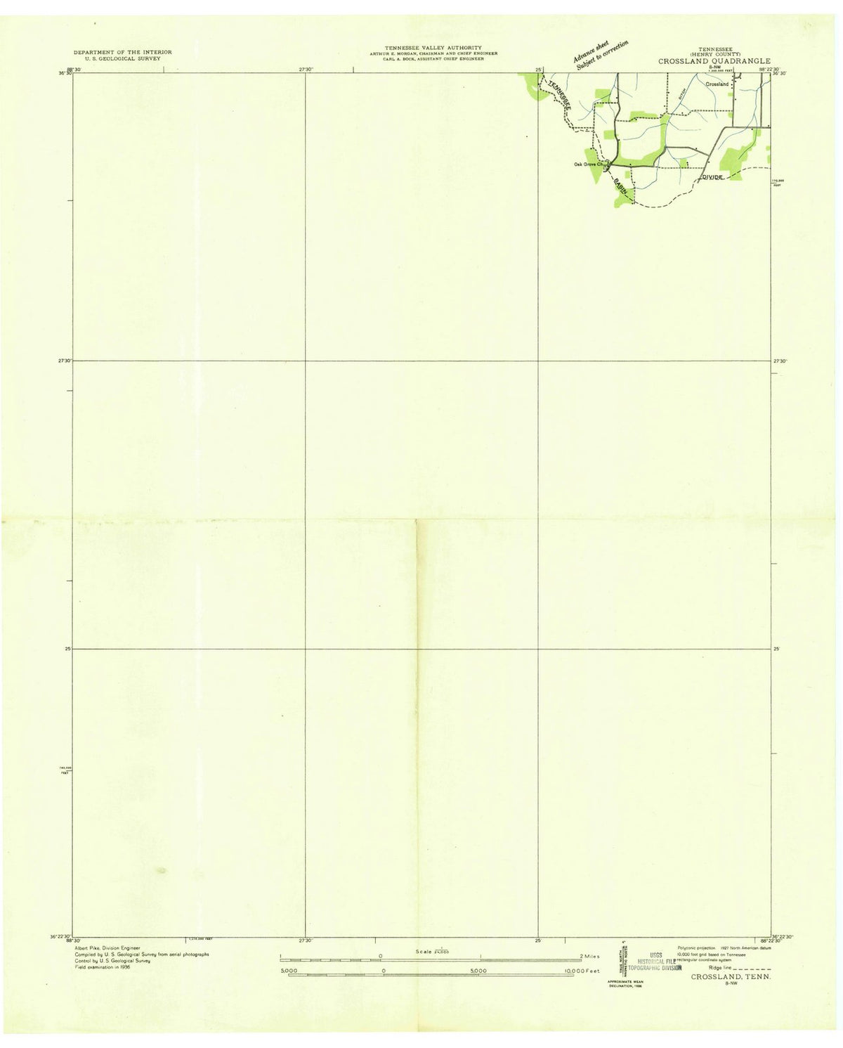1936 Crossland, TN - Tennessee - USGS Topographic Map