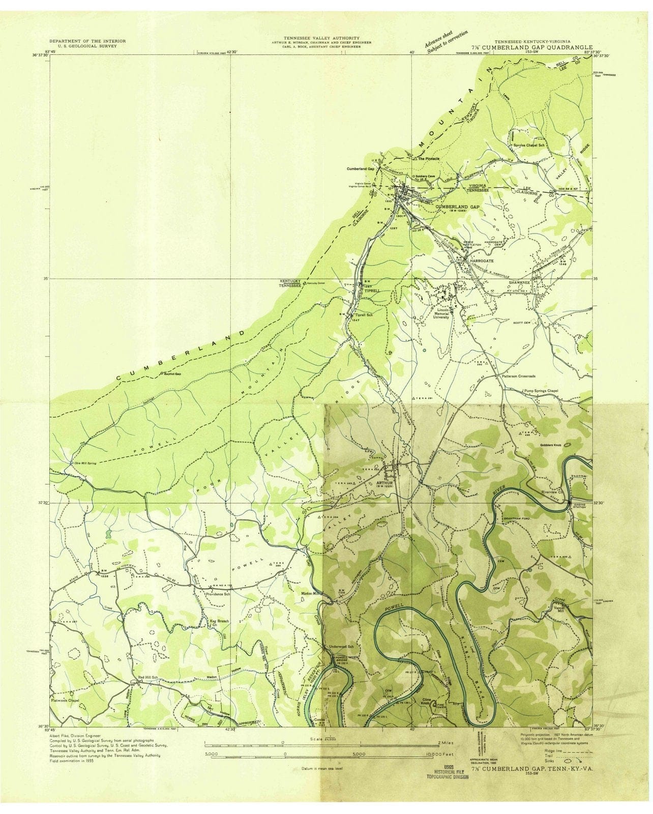 1935 Cumberland Gap, KY - Kentucky - USGS Topographic Map