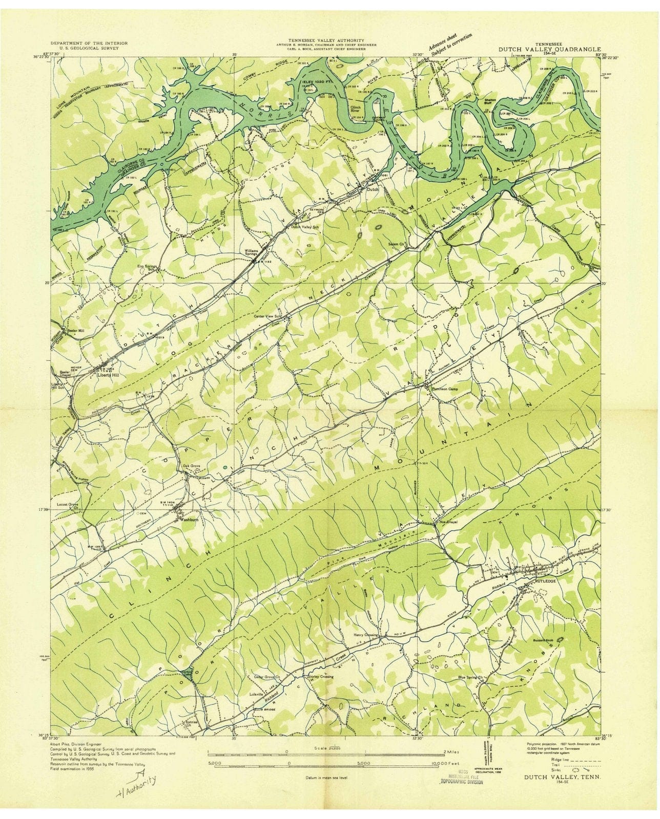 1936 Dutch Valley, TN - Tennessee - USGS Topographic Map