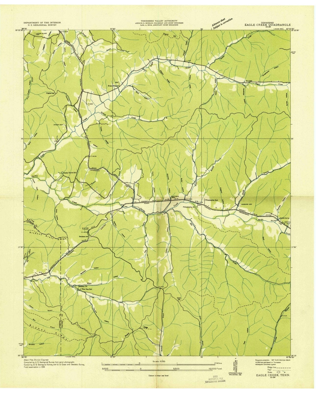1936 Eagle Creek, TN - Tennessee - USGS Topographic Map