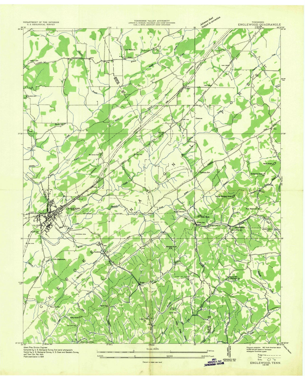 1934 Englewood, TN - Tennessee - USGS Topographic Map