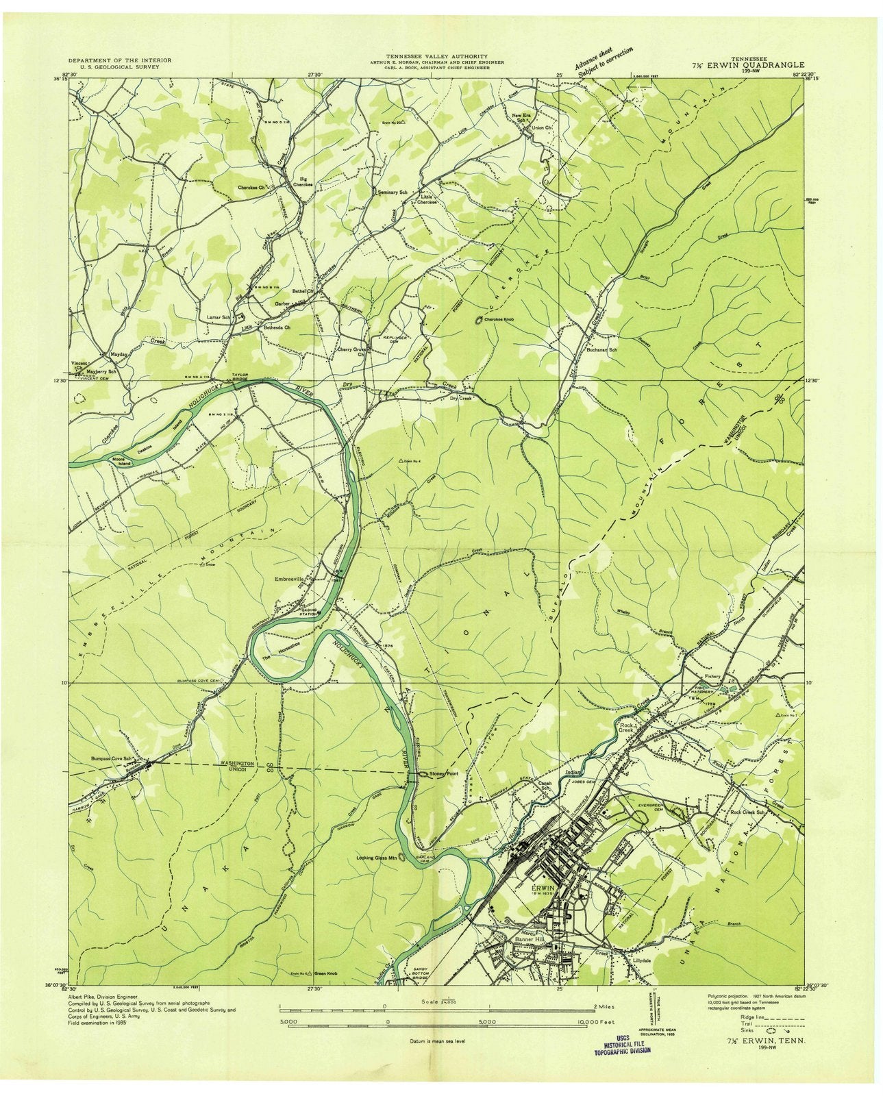 1935 Erwin, TN - Tennessee - USGS Topographic Map