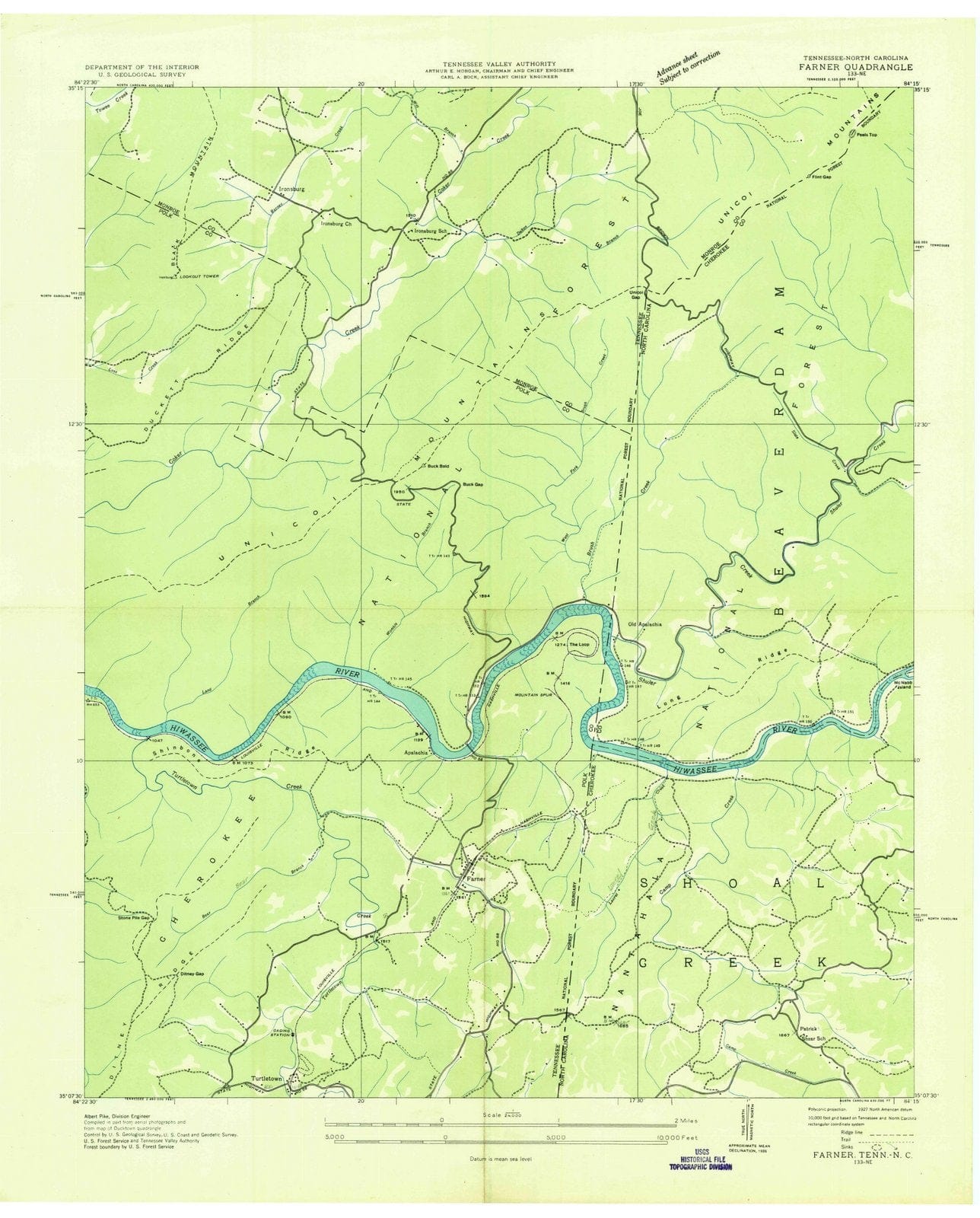 1936 Farner, TN - Tennessee - USGS Topographic Map