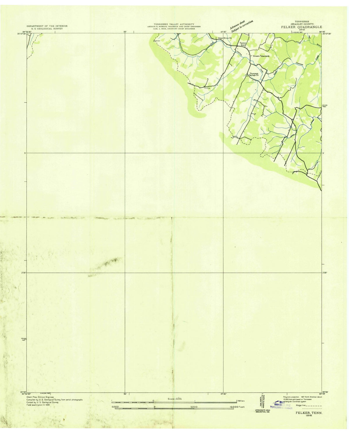 1935 Felker, TN - Tennessee - USGS Topographic Map
