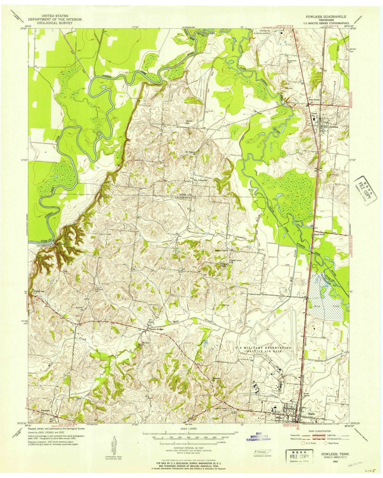 1952 Fowlkes, TN - Tennessee - USGS Topographic Map