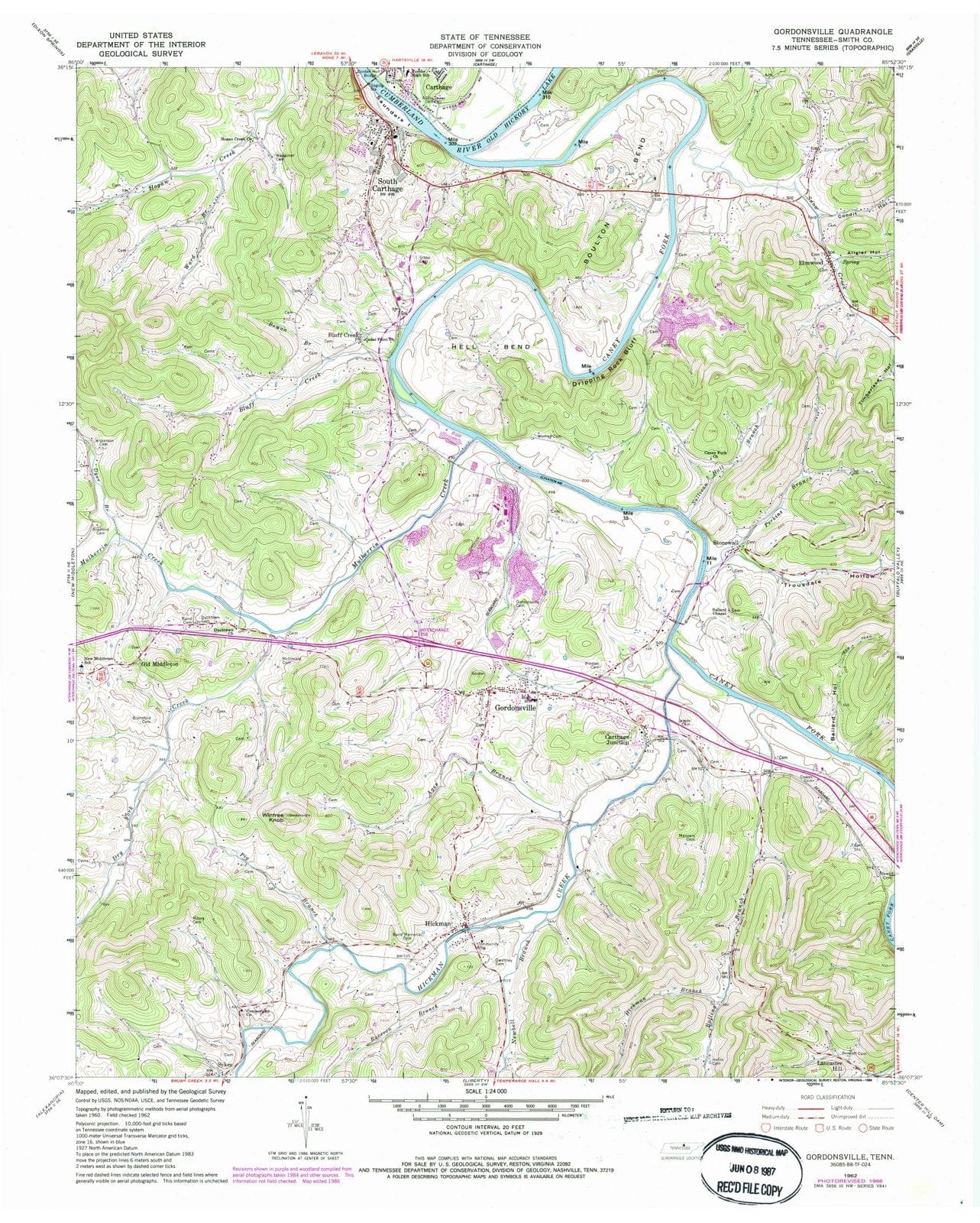 1962 Gordonsville, TN - Tennessee - USGS Topographic Map