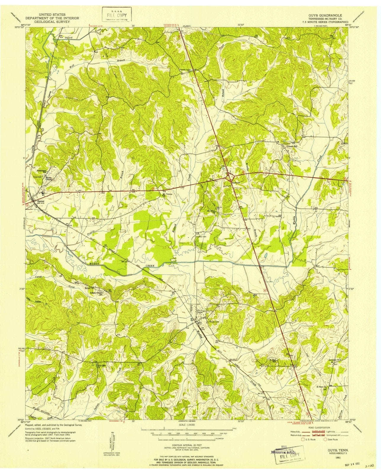 1951 Guys, TN - Tennessee - USGS Topographic Map