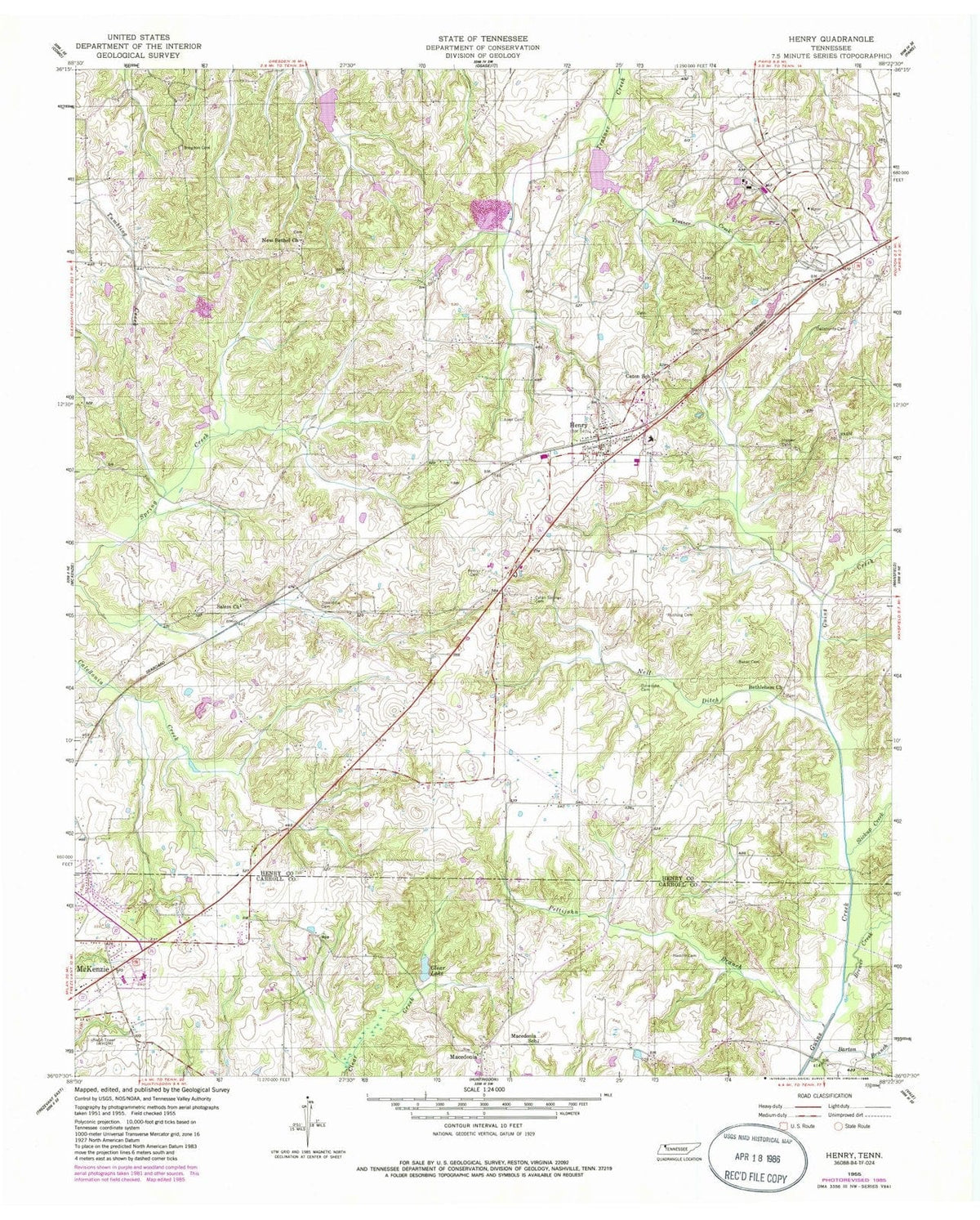 1955 Henry, TN - Tennessee - USGS Topographic Map