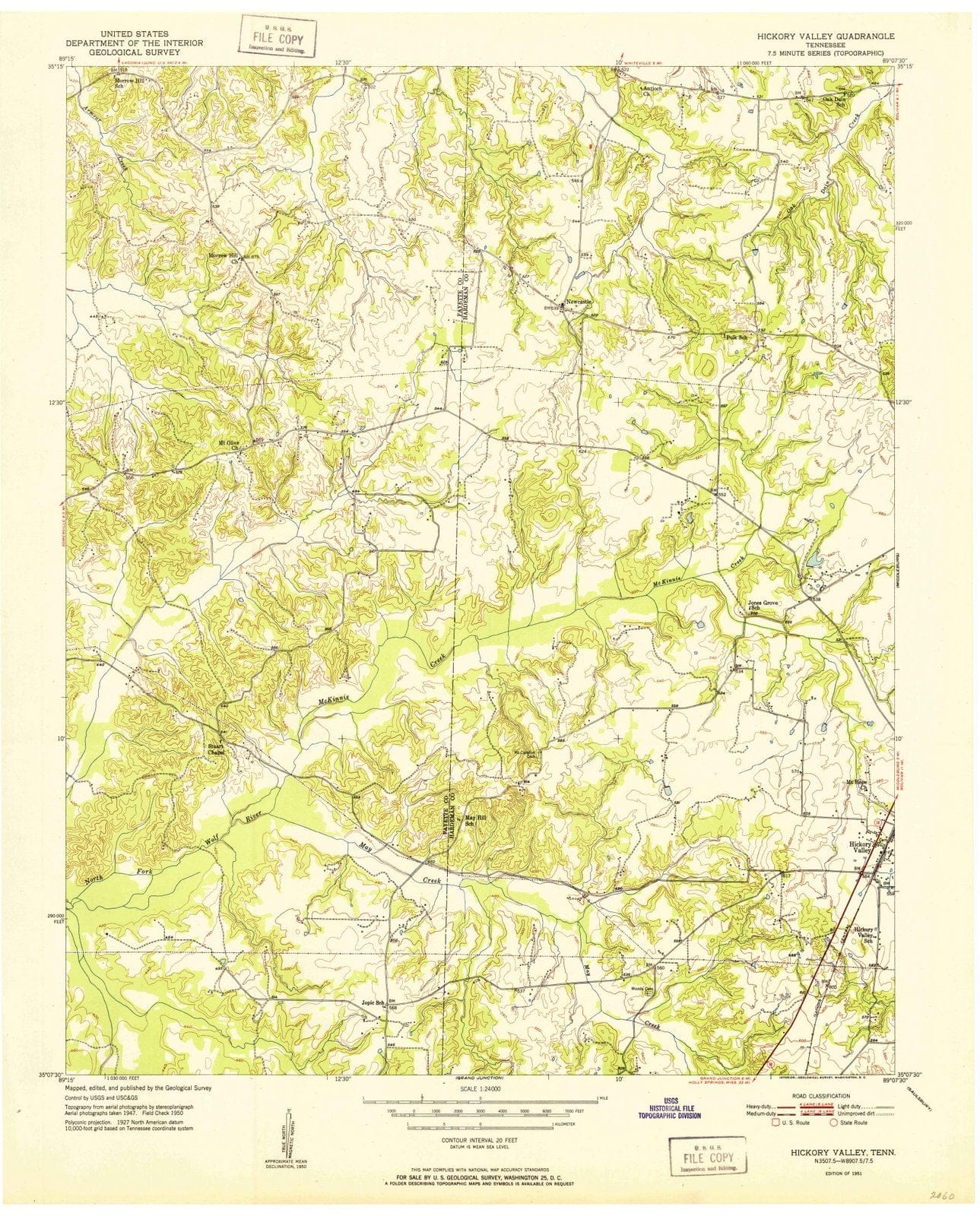 1951 Hickory Valley, TN - Tennessee - USGS Topographic Map