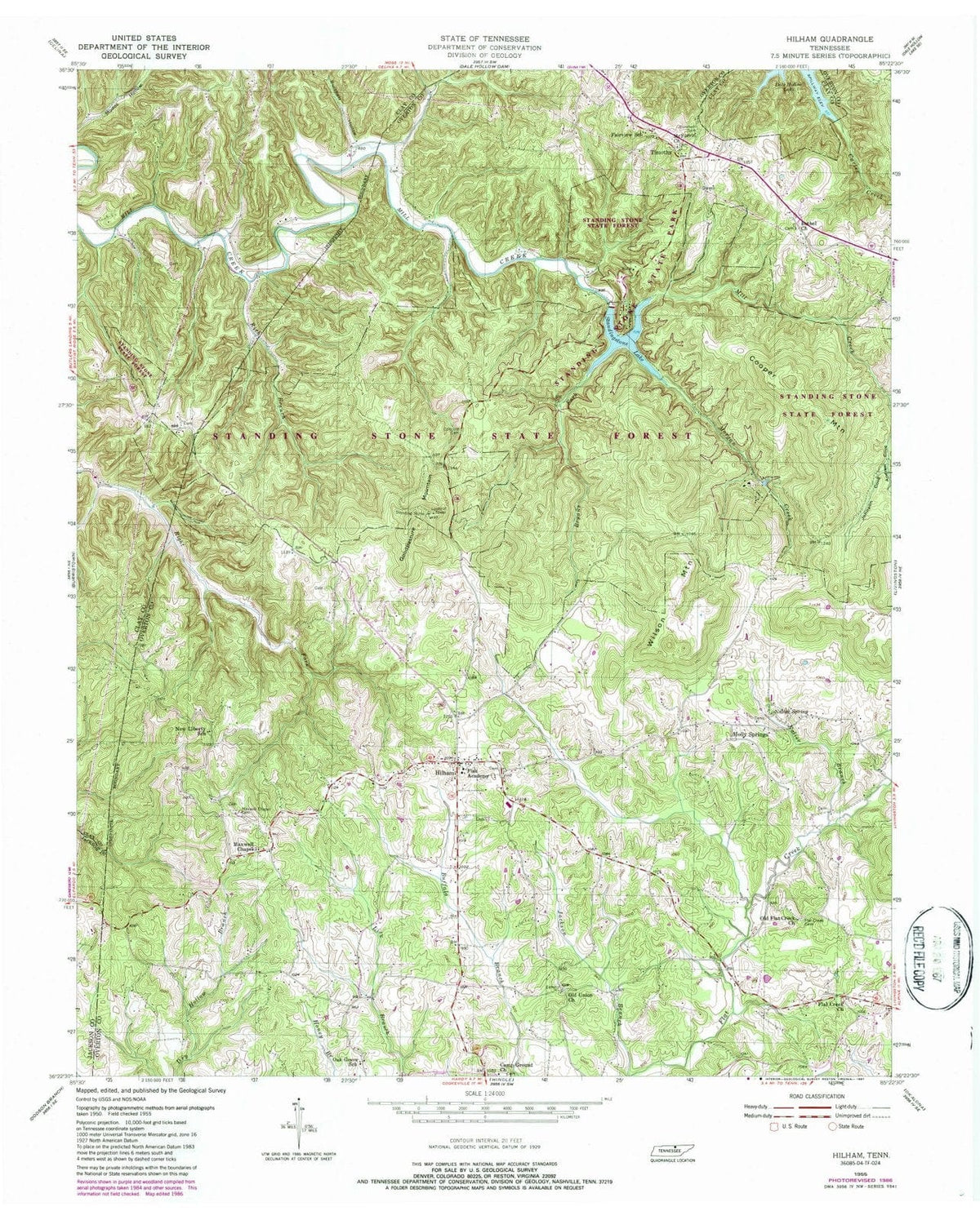1955 Hilham, TN - Tennessee - USGS Topographic Map