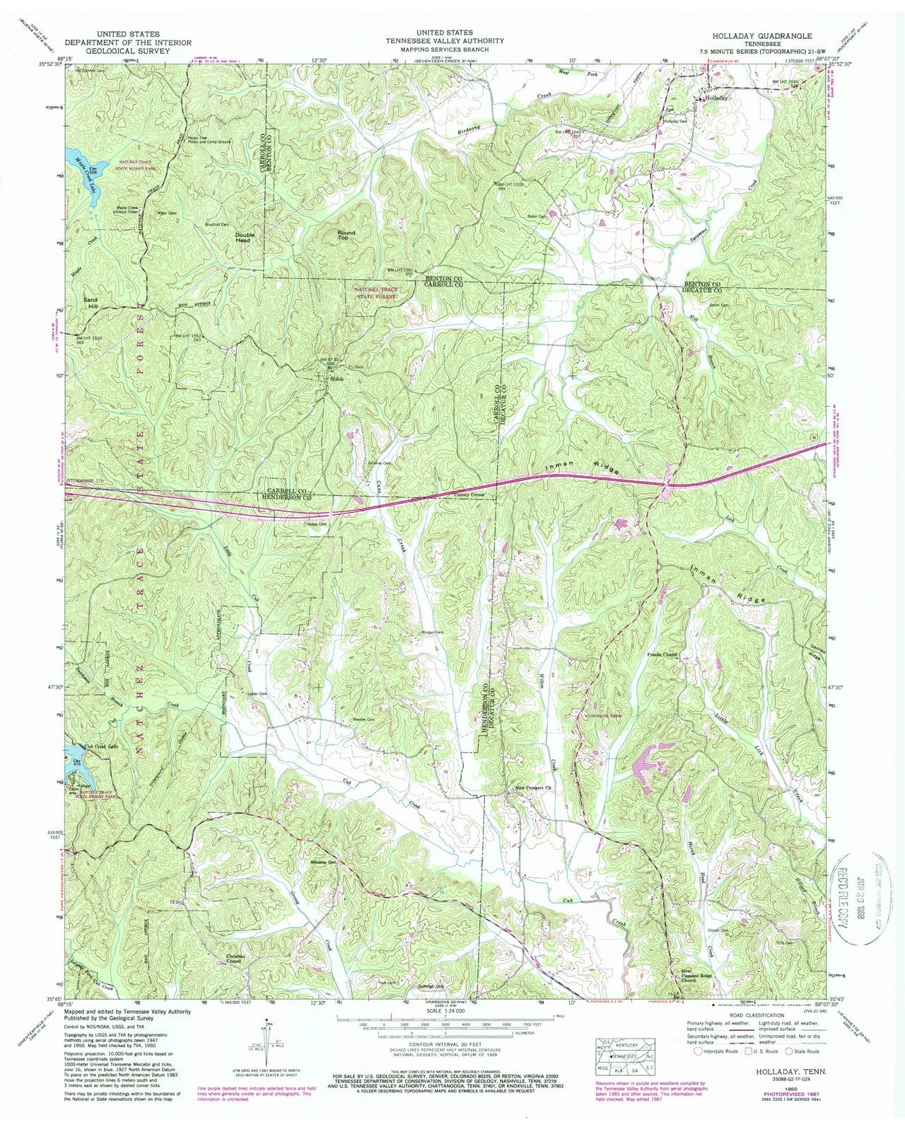 1950 Holladay, TN - Tennessee - USGS Topographic Map