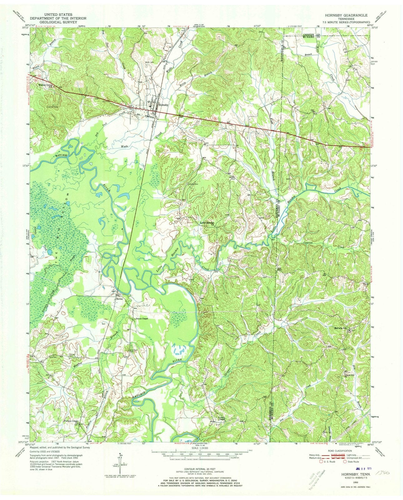1950 Hornsby, TN - Tennessee - USGS Topographic Map