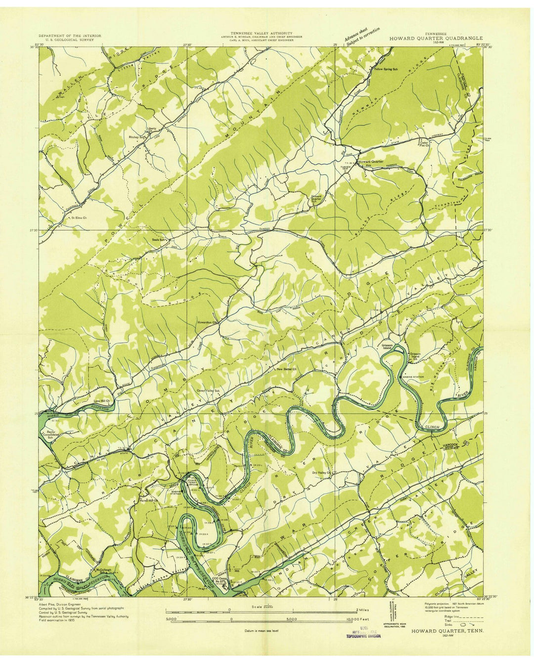 1935 Howard Quarter, TN - Tennessee - USGS Topographic Map