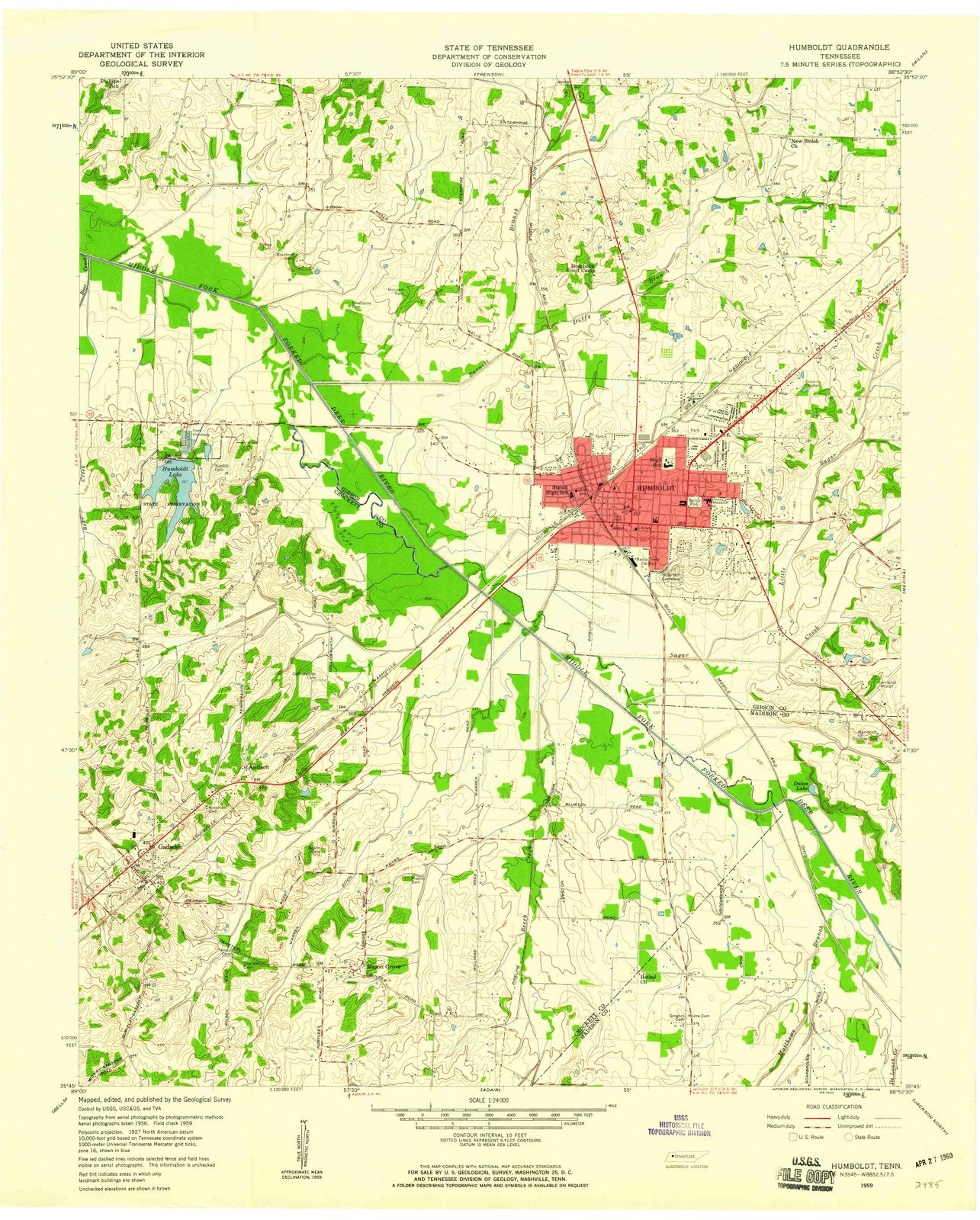 1959 Humboldt, TN - Tennessee - USGS Topographic Map