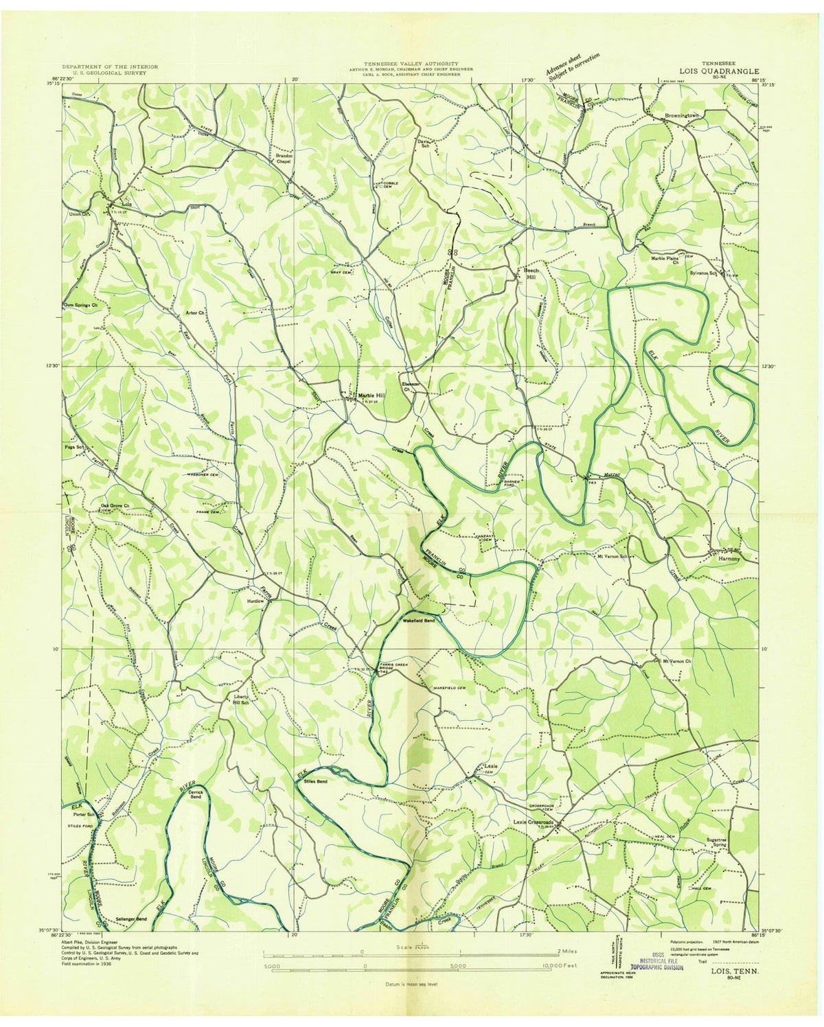 1936 Lois, TN - Tennessee - USGS Topographic Map
