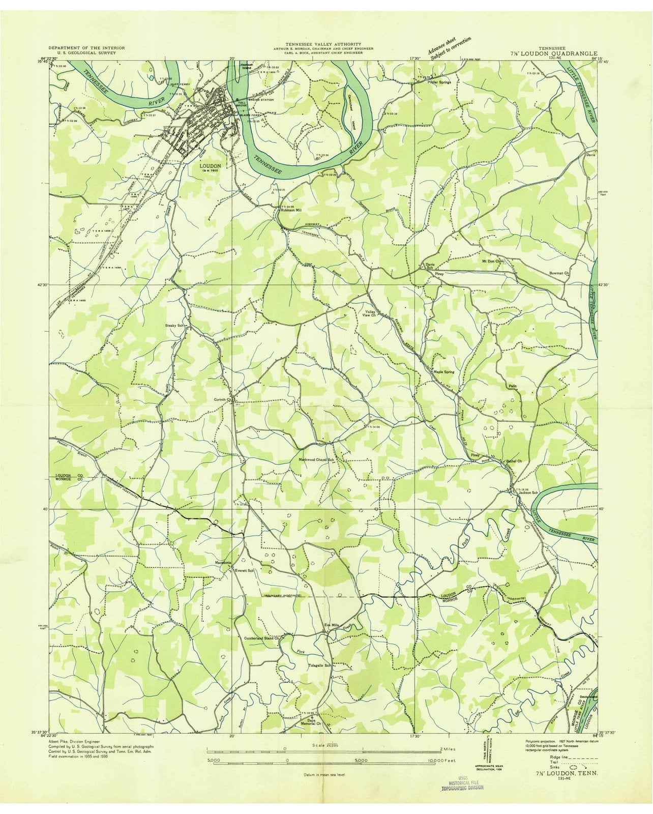 1936 Loudon, TN - Tennessee - USGS Topographic Map