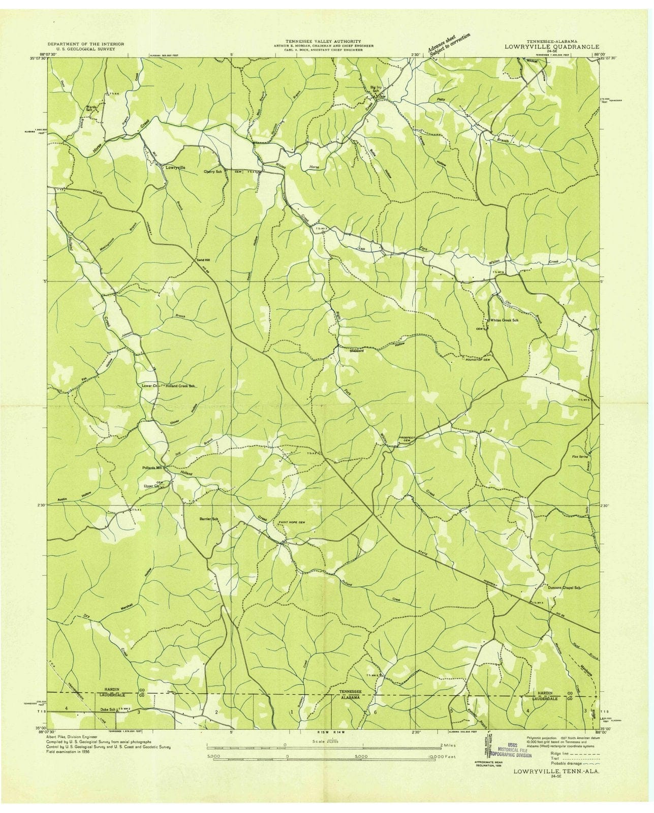 1936 Lowryville, TN - Tennessee - USGS Topographic Map