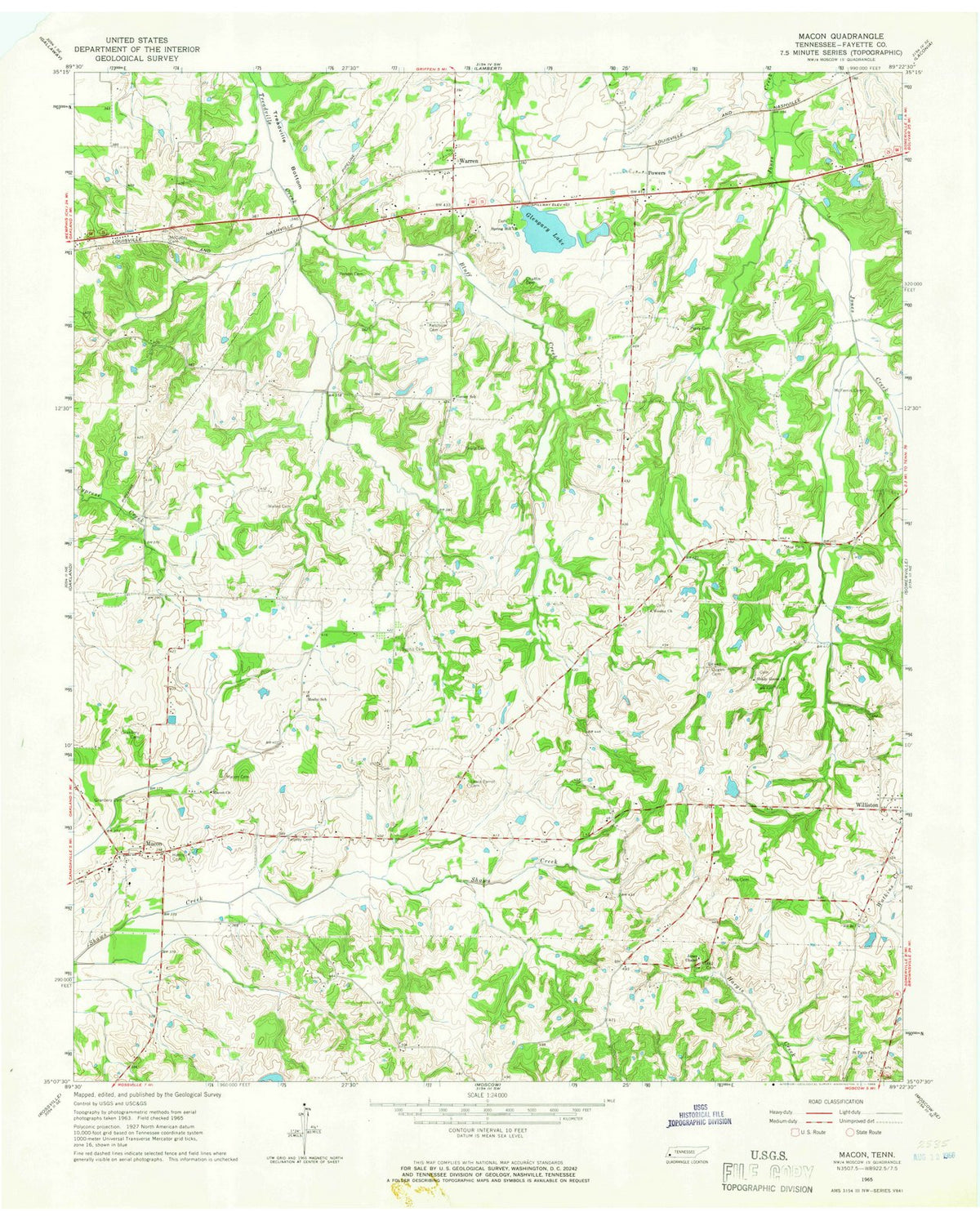 1965 Macon, TN - Tennessee - USGS Topographic Map