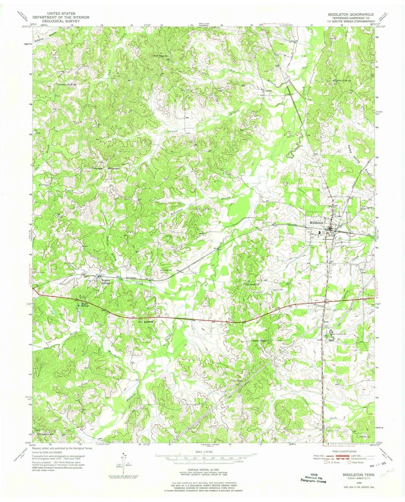 1950 Middleton, TN - Tennessee - USGS Topographic Map