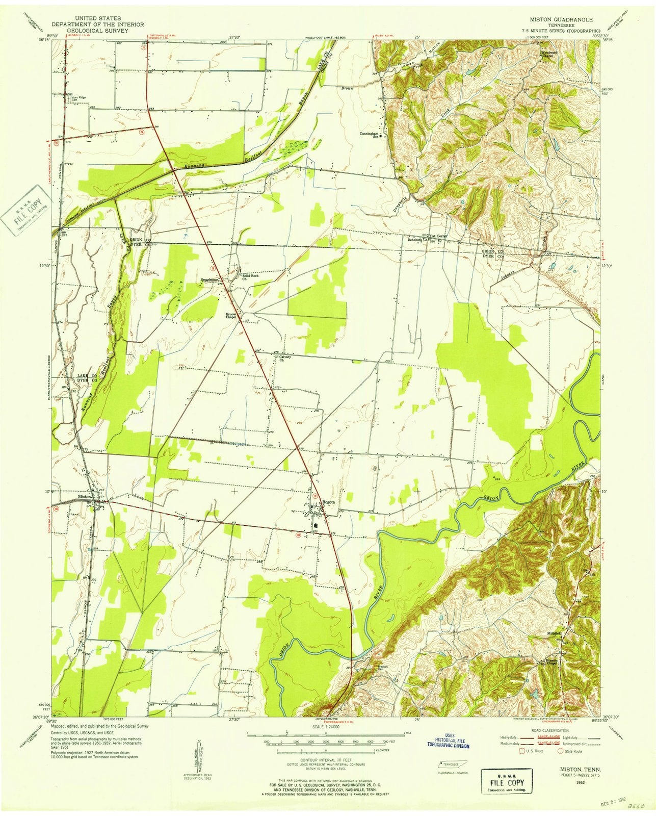 1952 Miston, TN - Tennessee - USGS Topographic Map