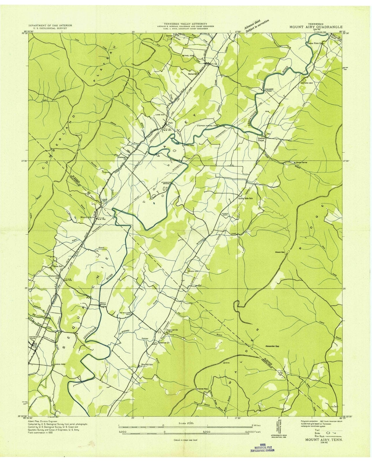 1935 Mount Airy, TN - Tennessee - USGS Topographic Map