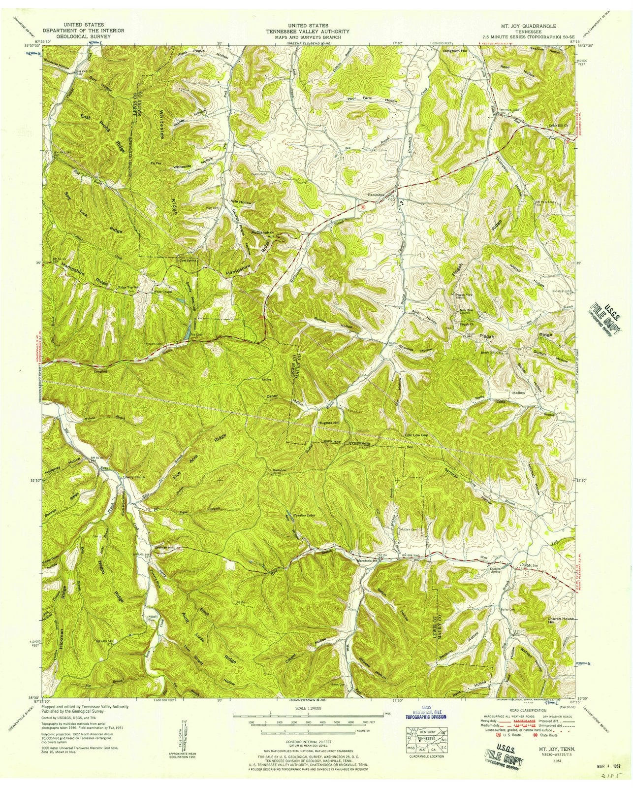 1951 Mt. Joy, TN - Tennessee - USGS Topographic Map