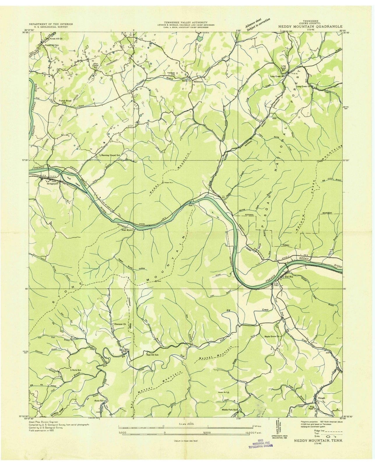 1935 Neddy Mountain, TN - Tennessee - USGS Topographic Map