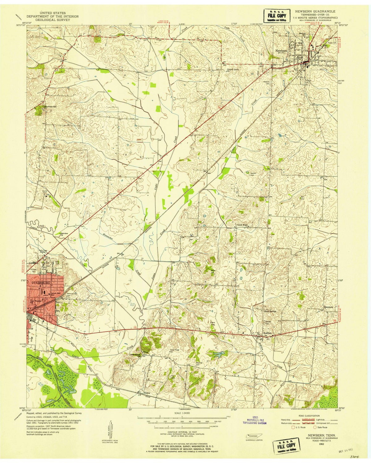 1952 Newbern, TN - Tennessee - USGS Topographic Map
