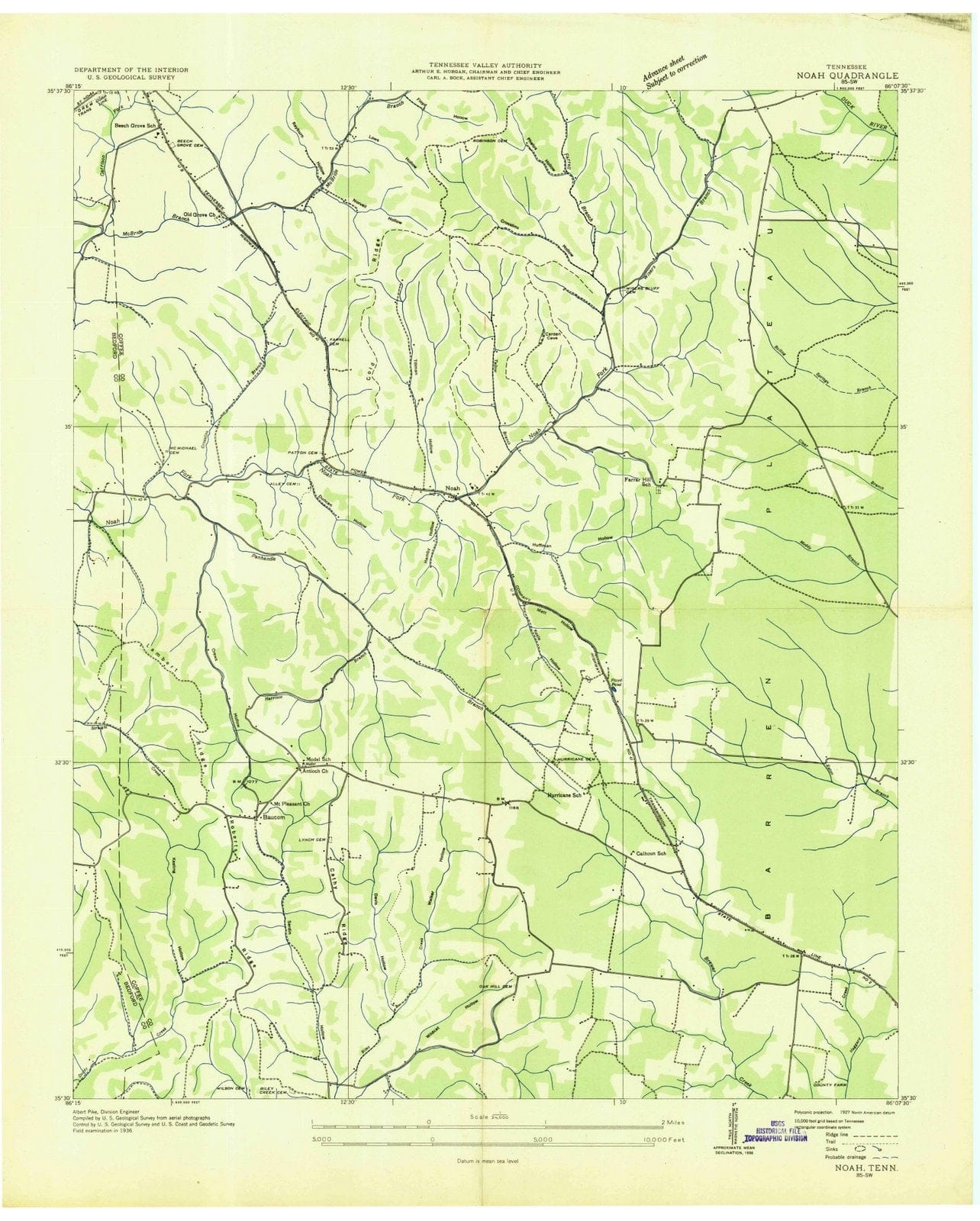 1936 Noah, TN - Tennessee - USGS Topographic Map