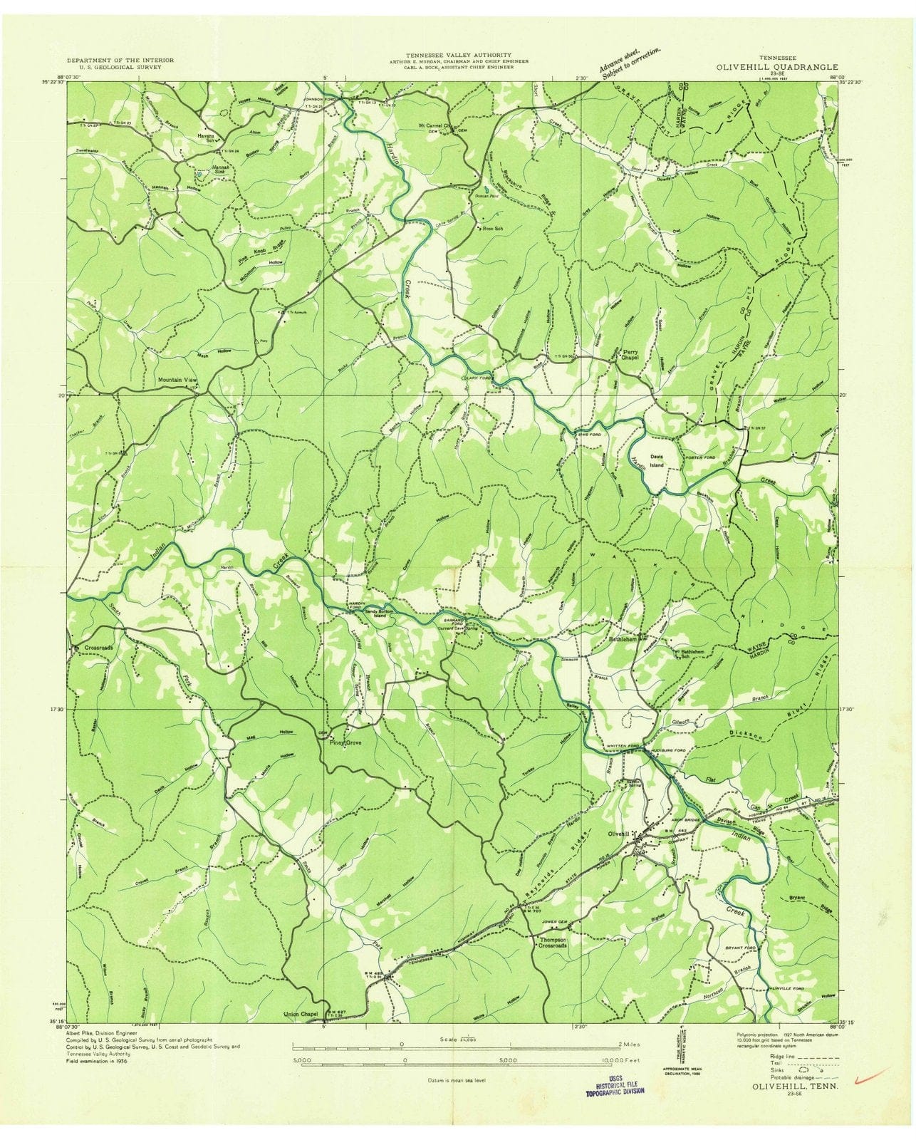 1936 Olivehill, TN - Tennessee - USGS Topographic Map