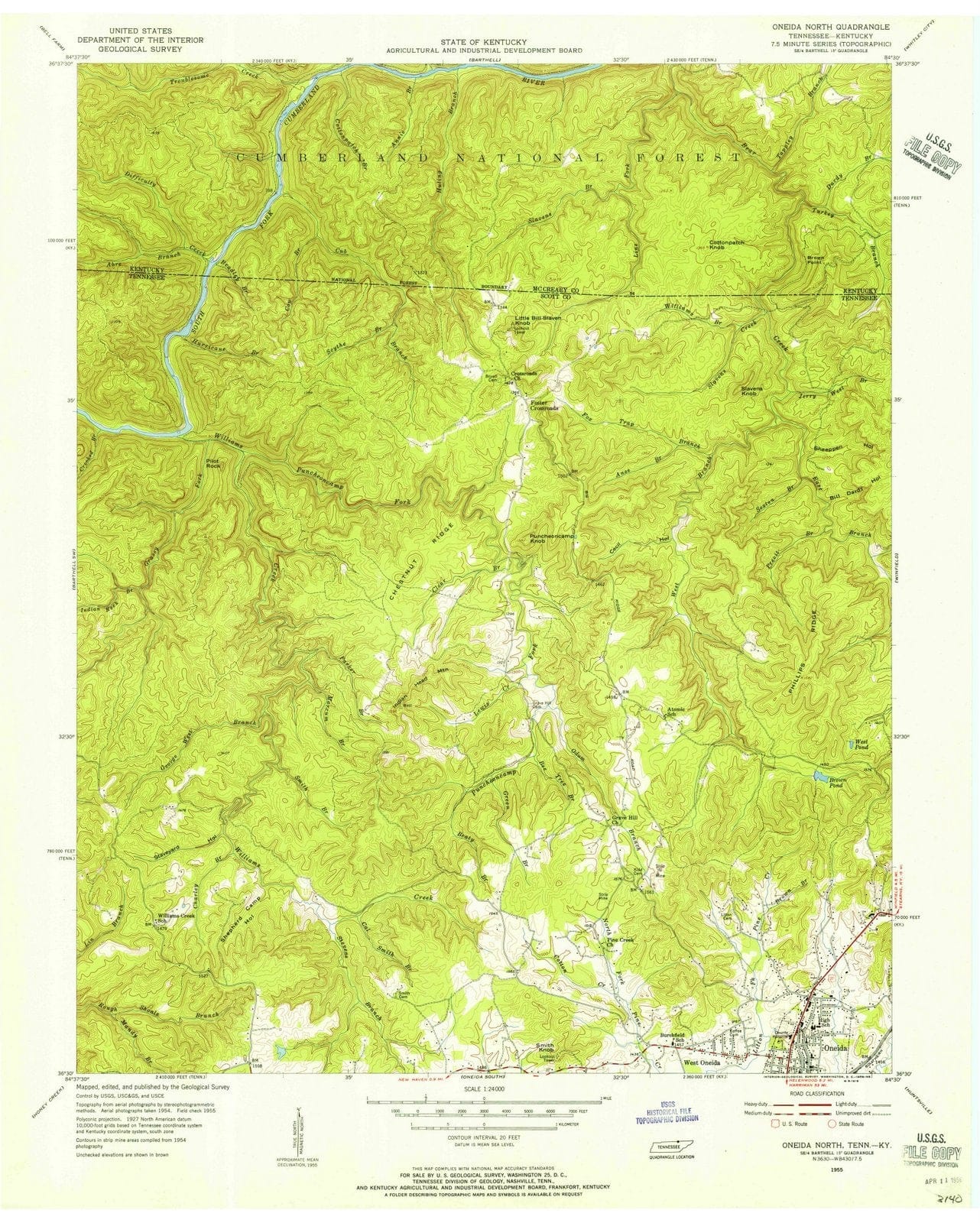 1955 Oneida North, TN - Tennessee - USGS Topographic Map