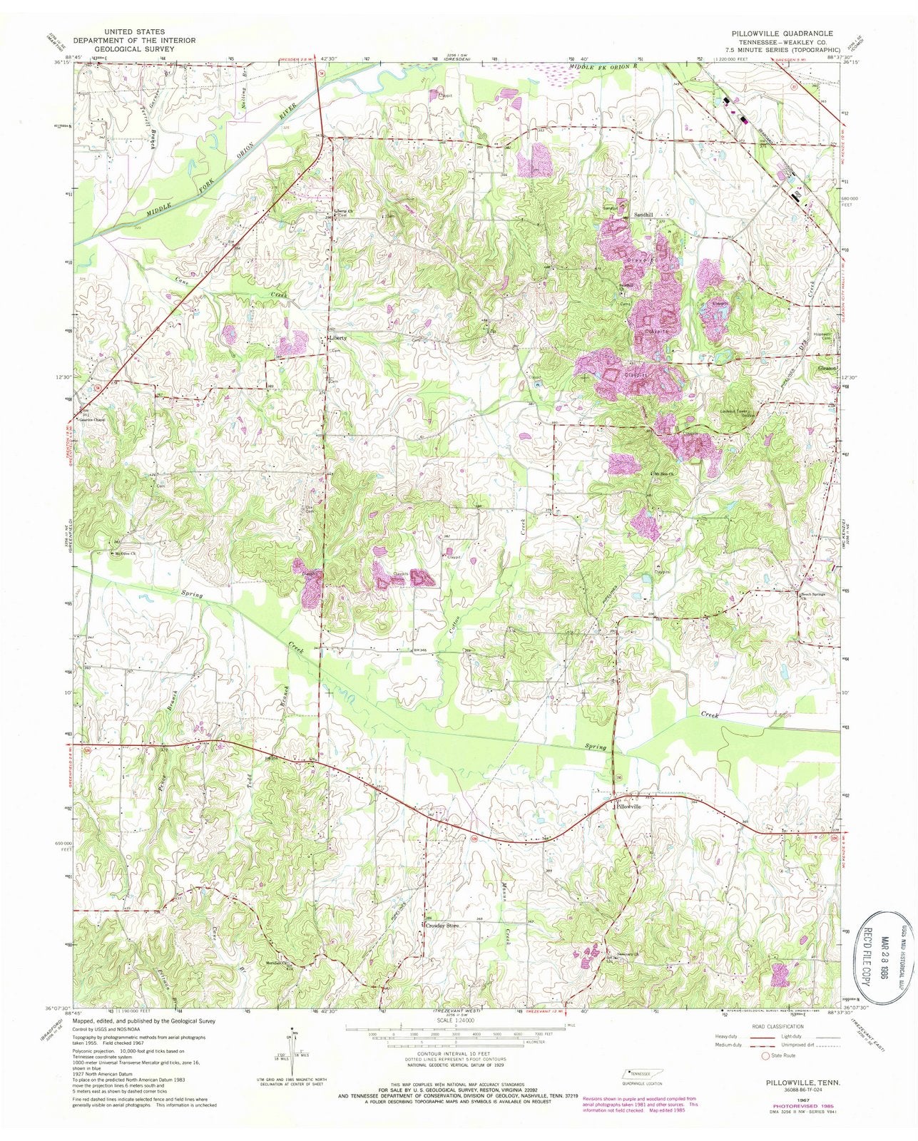 1967 Pillowville, TN - Tennessee - USGS Topographic Map