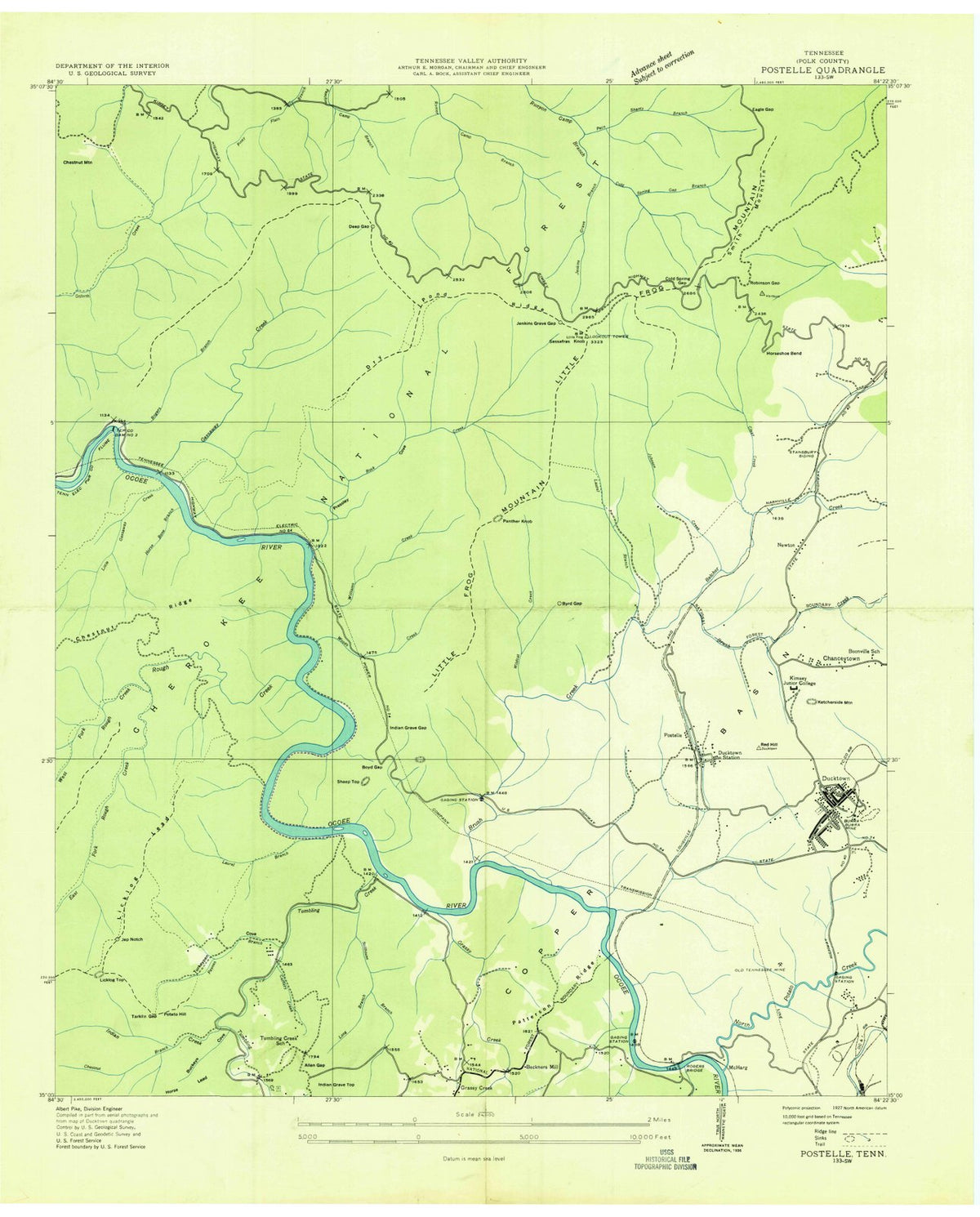 1936 Postelle, TN - Tennessee - USGS Topographic Map