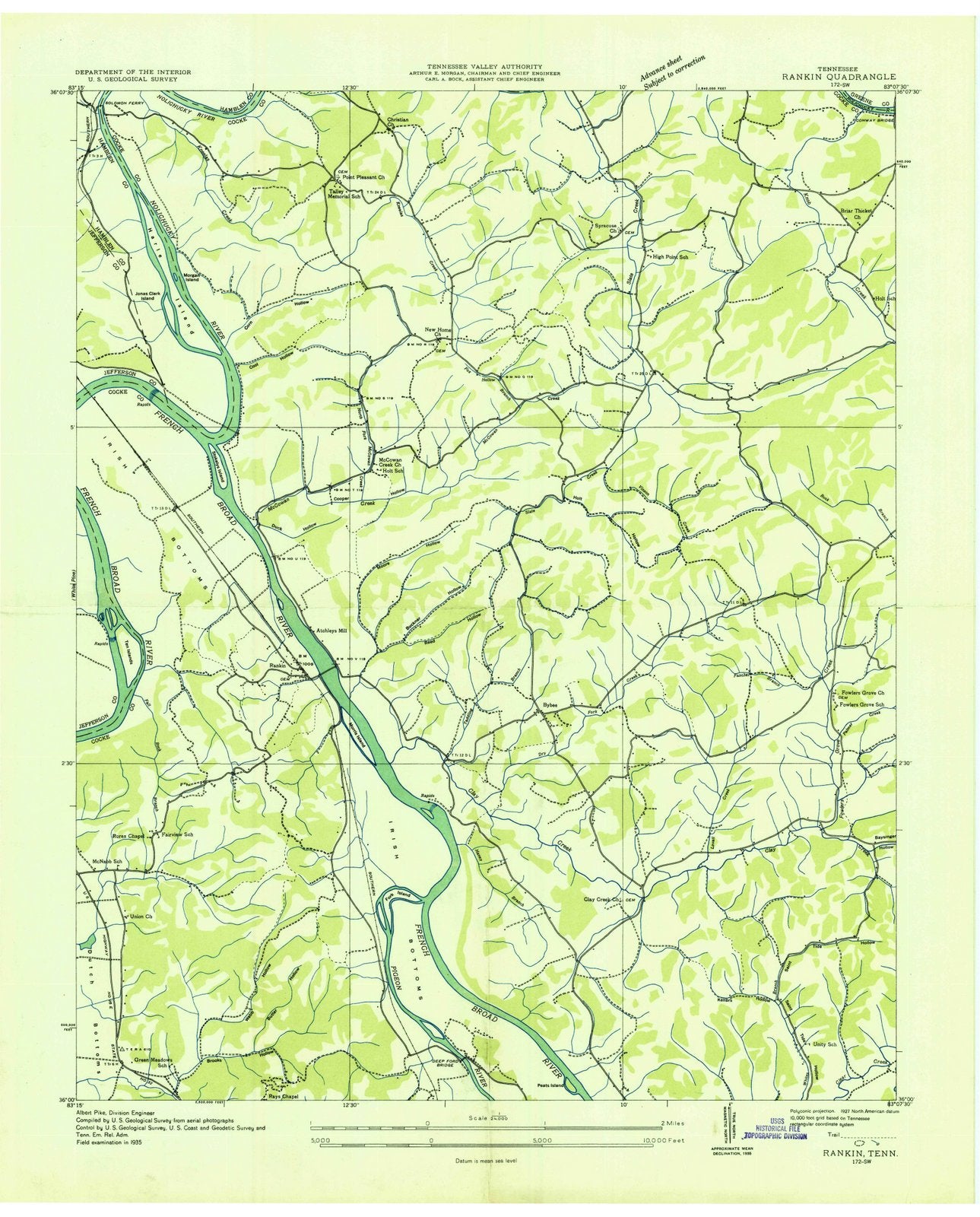 1935 Rankin, TN - Tennessee - USGS Topographic Map