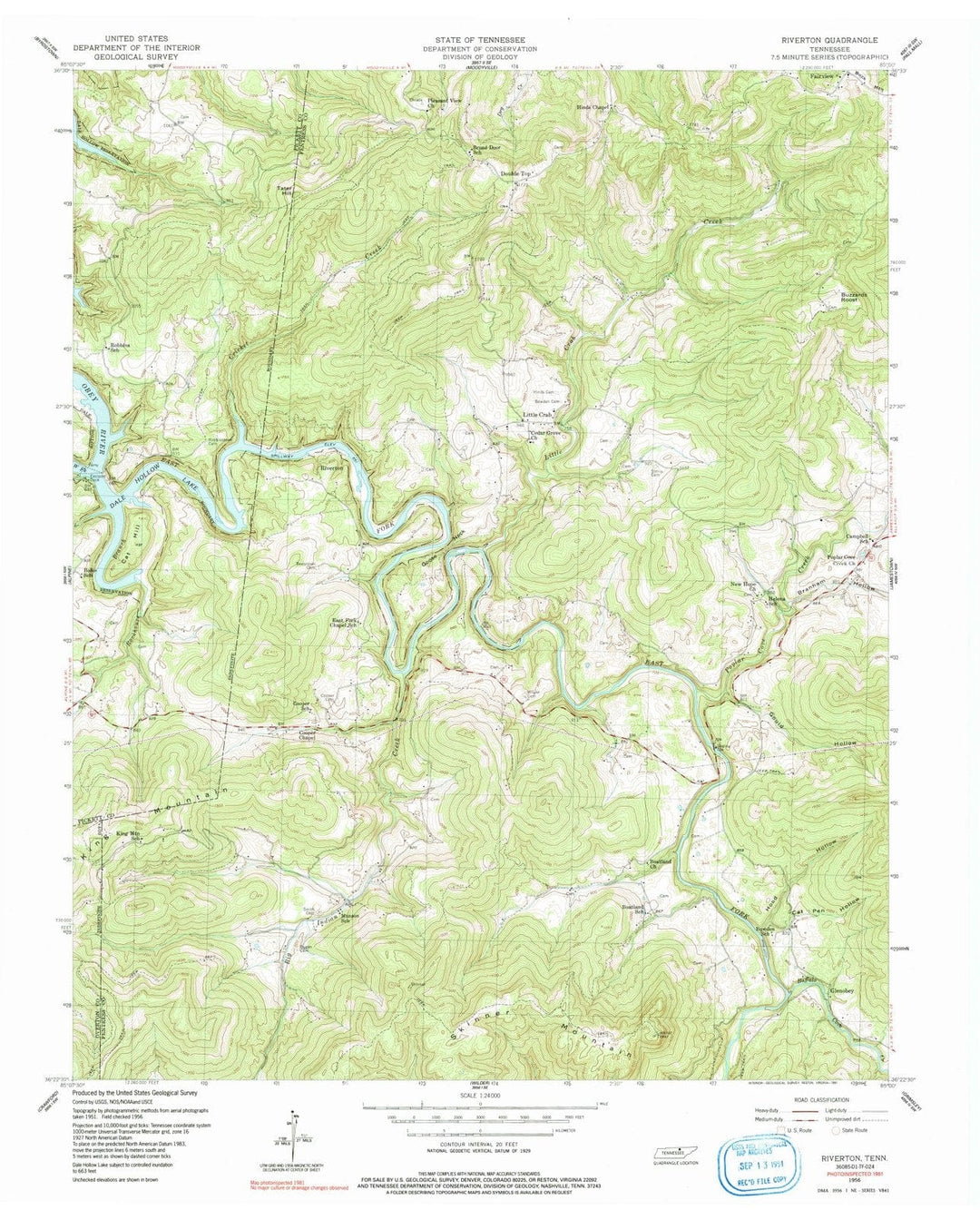1956 Riverton, TN - Tennessee - USGS Topographic Map