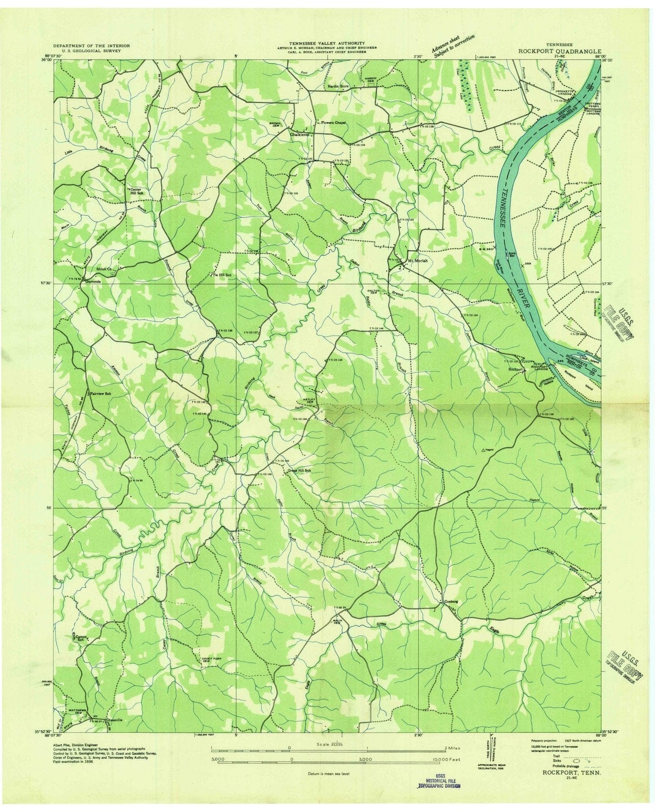 1936 Rockport, TN - Tennessee - USGS Topographic Map