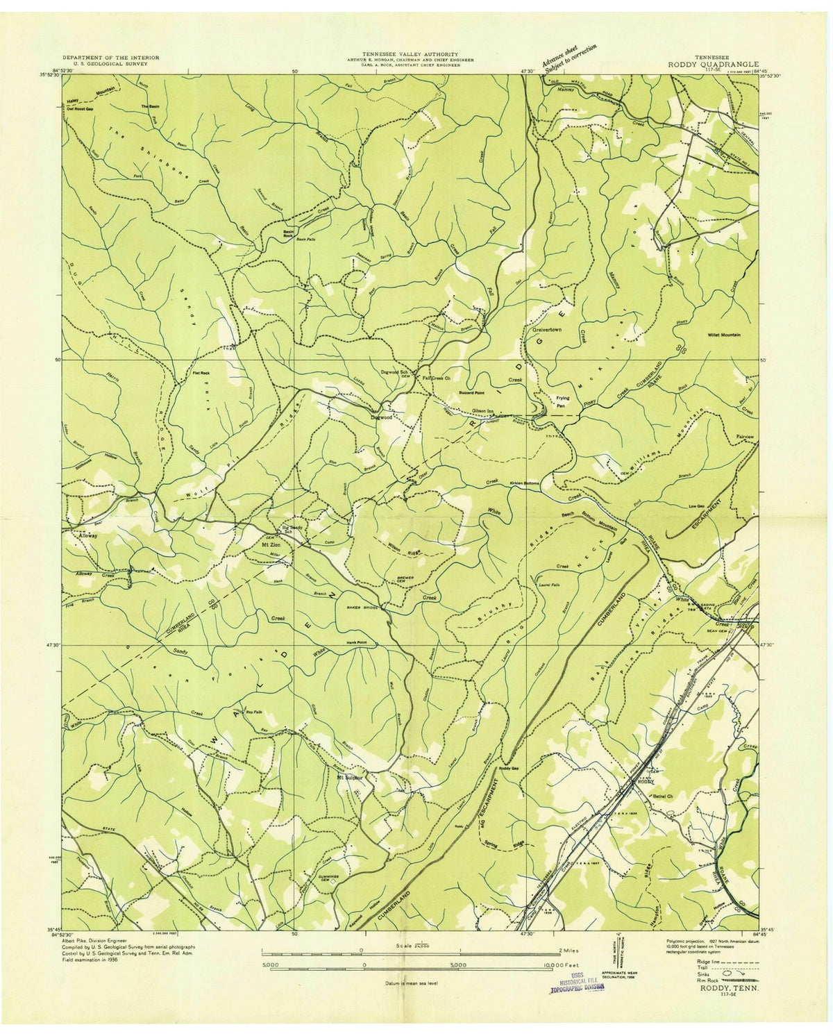 1936 Roddy, TN - Tennessee - USGS Topographic Map