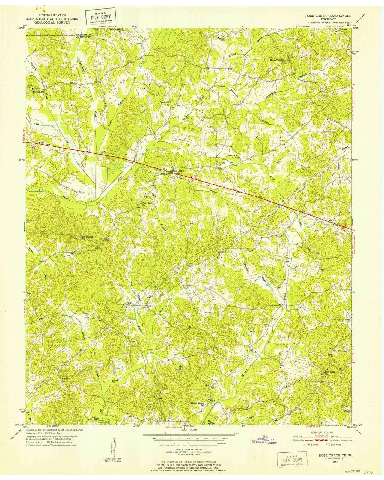 1951 Rose Creek, TN - Tennessee - USGS Topographic Map