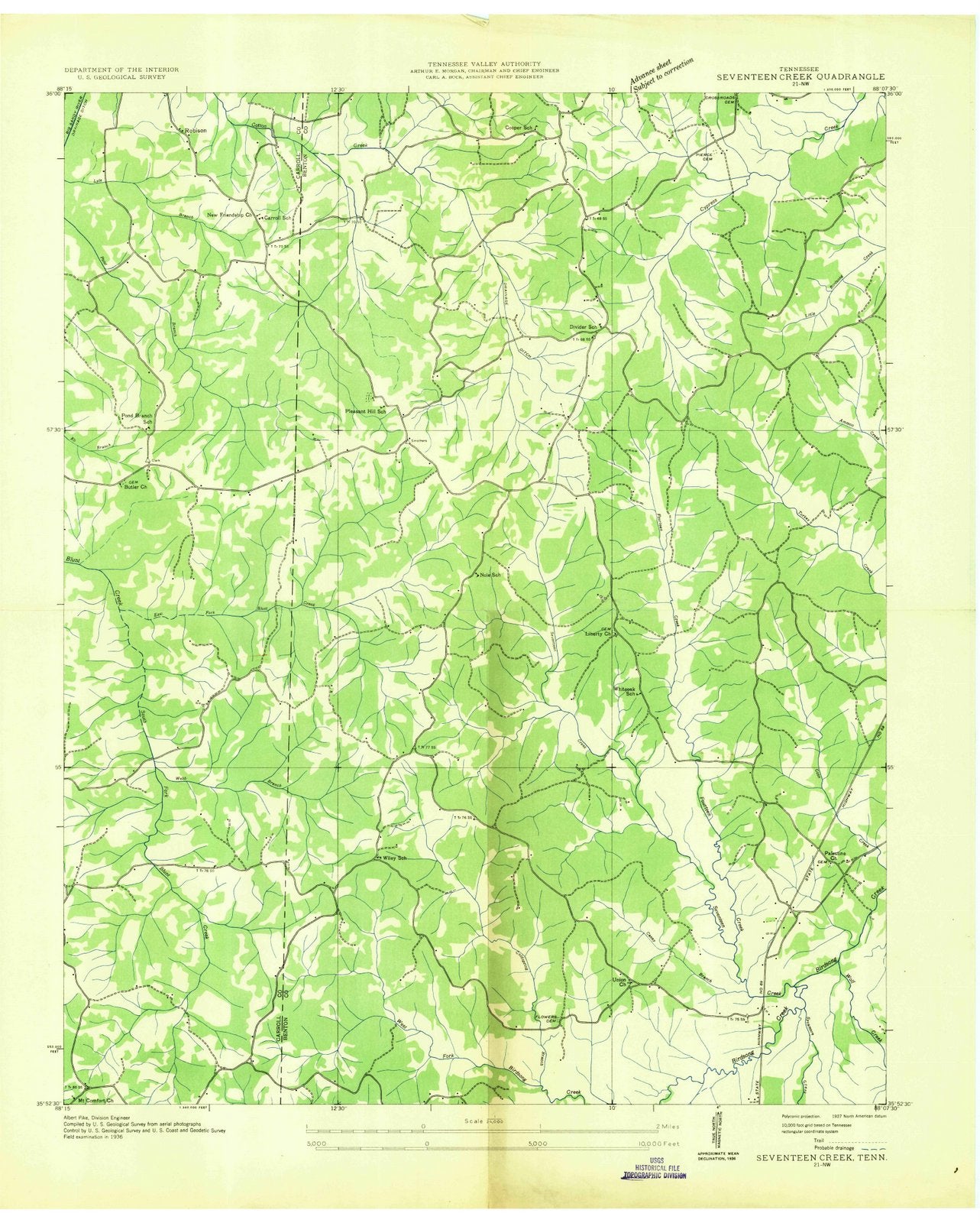 1936 Seventeen Creek, TN - Tennessee - USGS Topographic Map