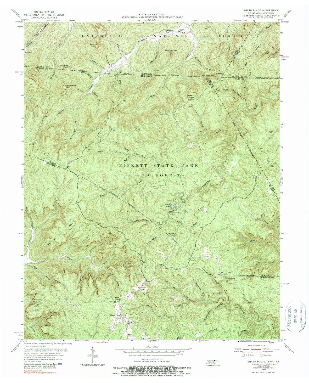 1955 Sharp Place, TN - Tennessee - USGS Topographic Map