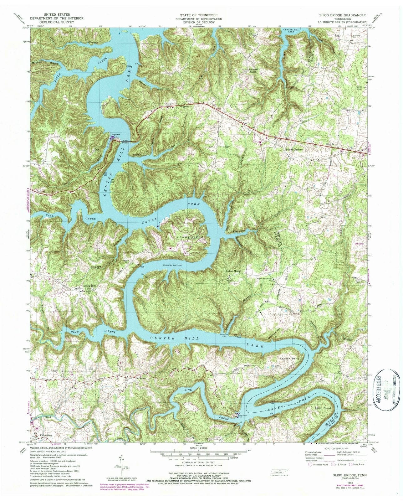 1960 Sligo Bridge, TN - Tennessee - USGS Topographic Map