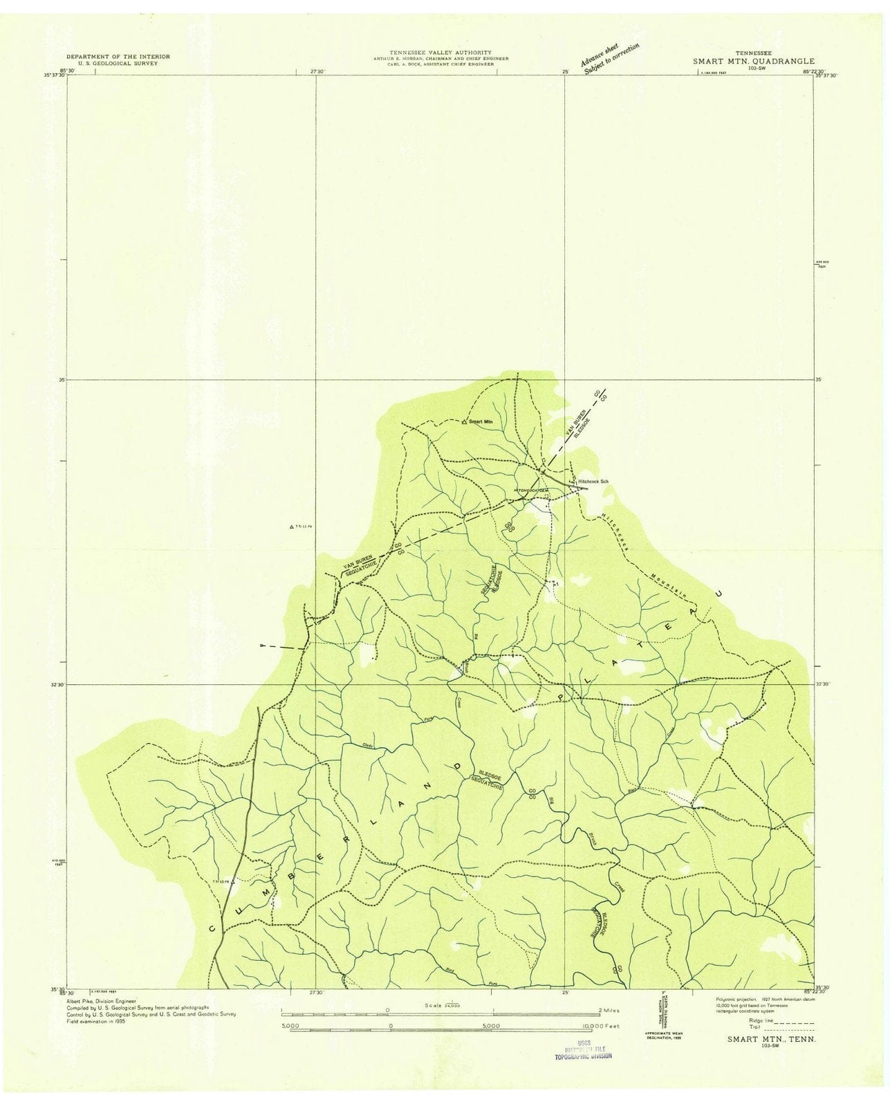1935 Smart Mountain, TN - Tennessee - USGS Topographic Map