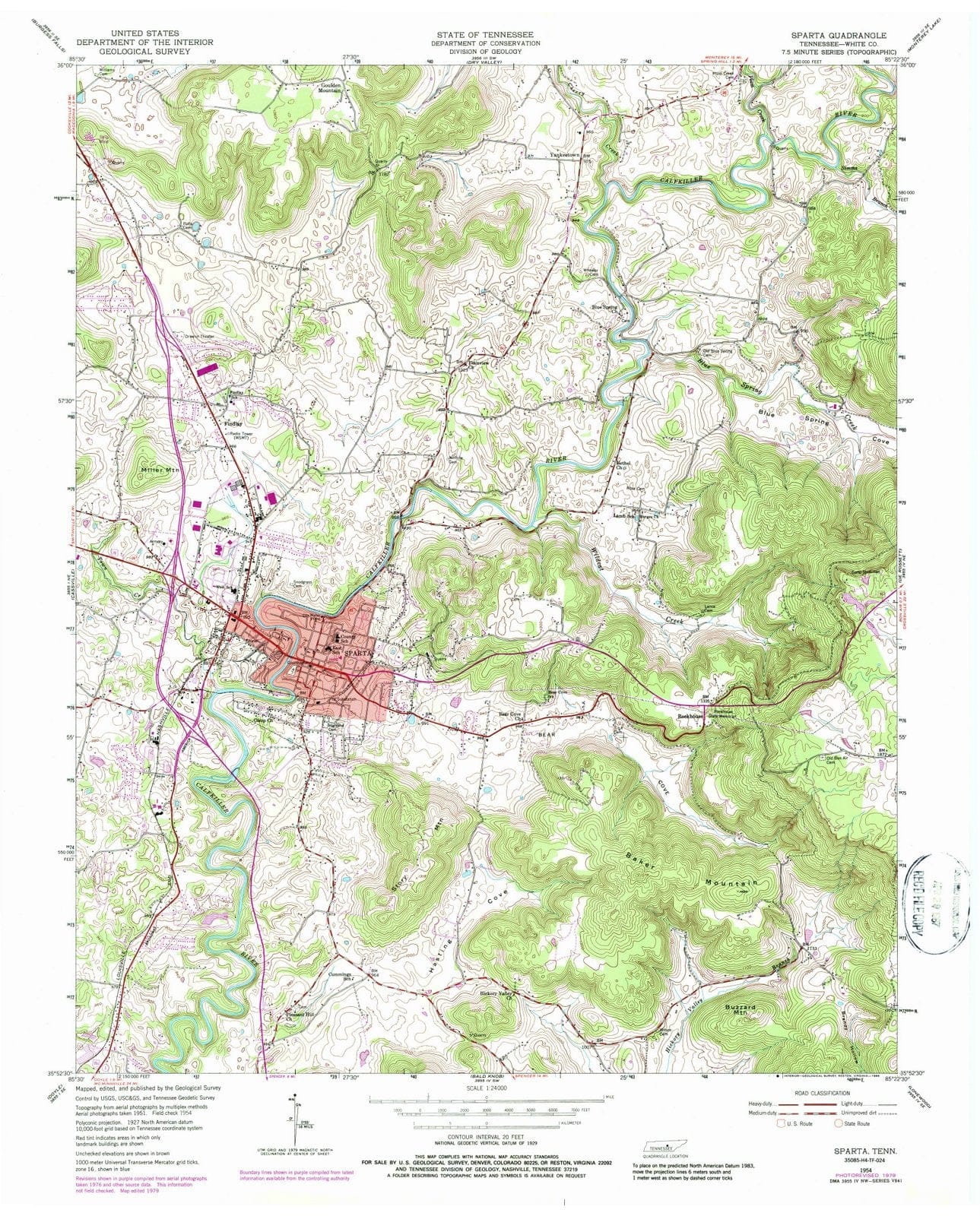 1954 Sparta, TN - Tennessee - USGS Topographic Map