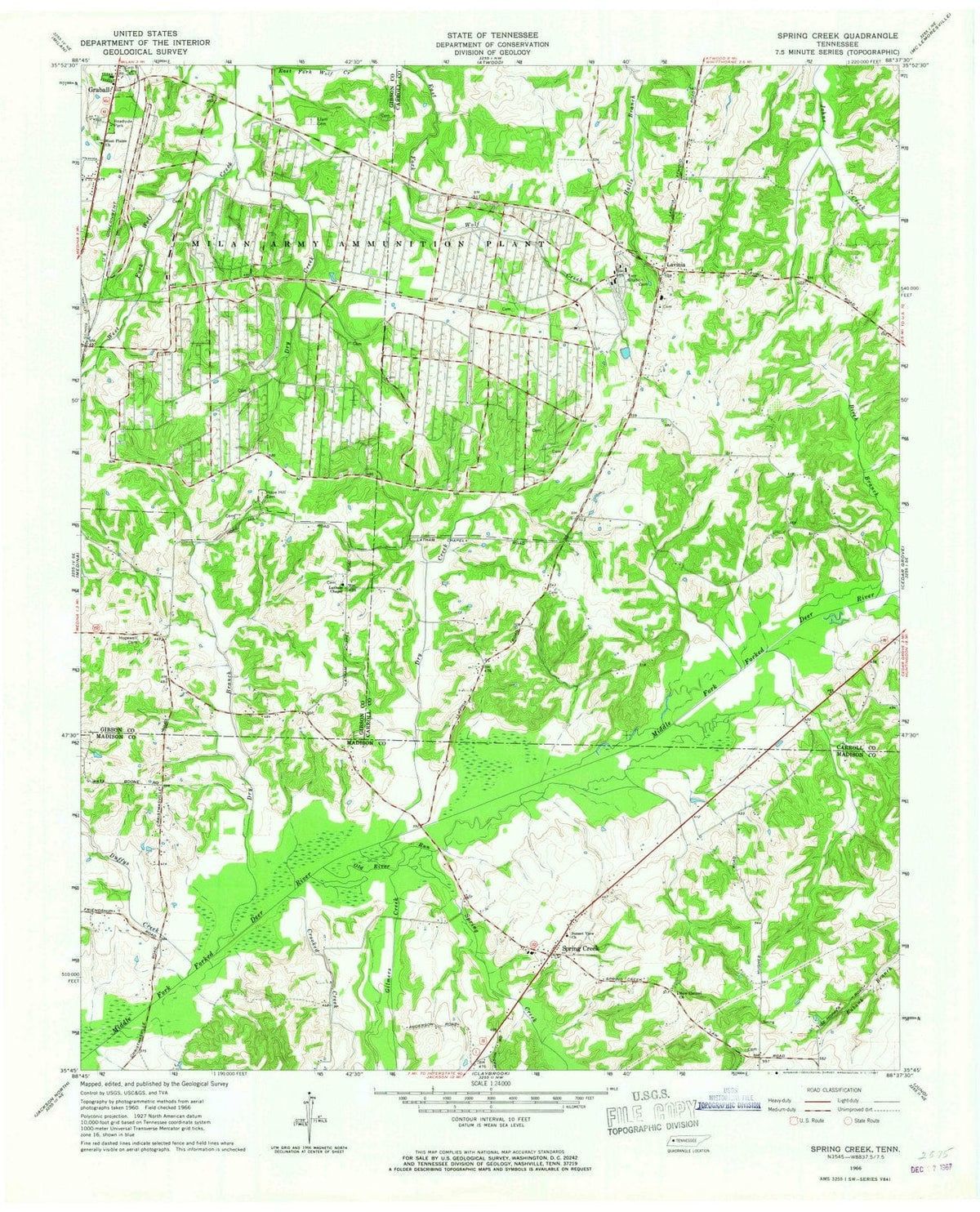 1966 Spring Creek, TN - Tennessee - USGS Topographic Map